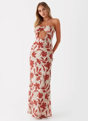 Sharp Fit Clean Stitch Dearest Maxi Dress - Red Green Floral