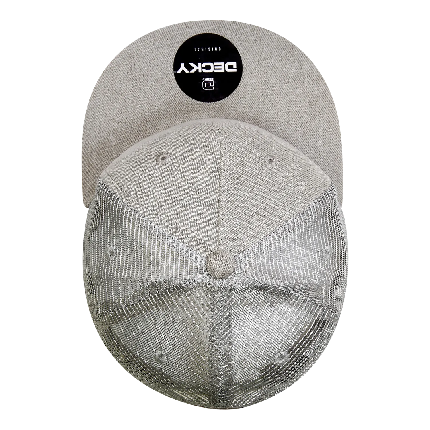 Decky 1082 5 Panel Denim Trucker Hat, Flat Bill Mesh Back Cap