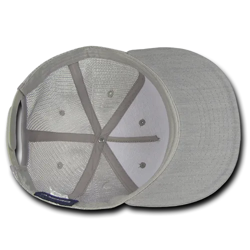 Decky 1082 5 Panel Denim Trucker Hat, Flat Bill Mesh Back Cap