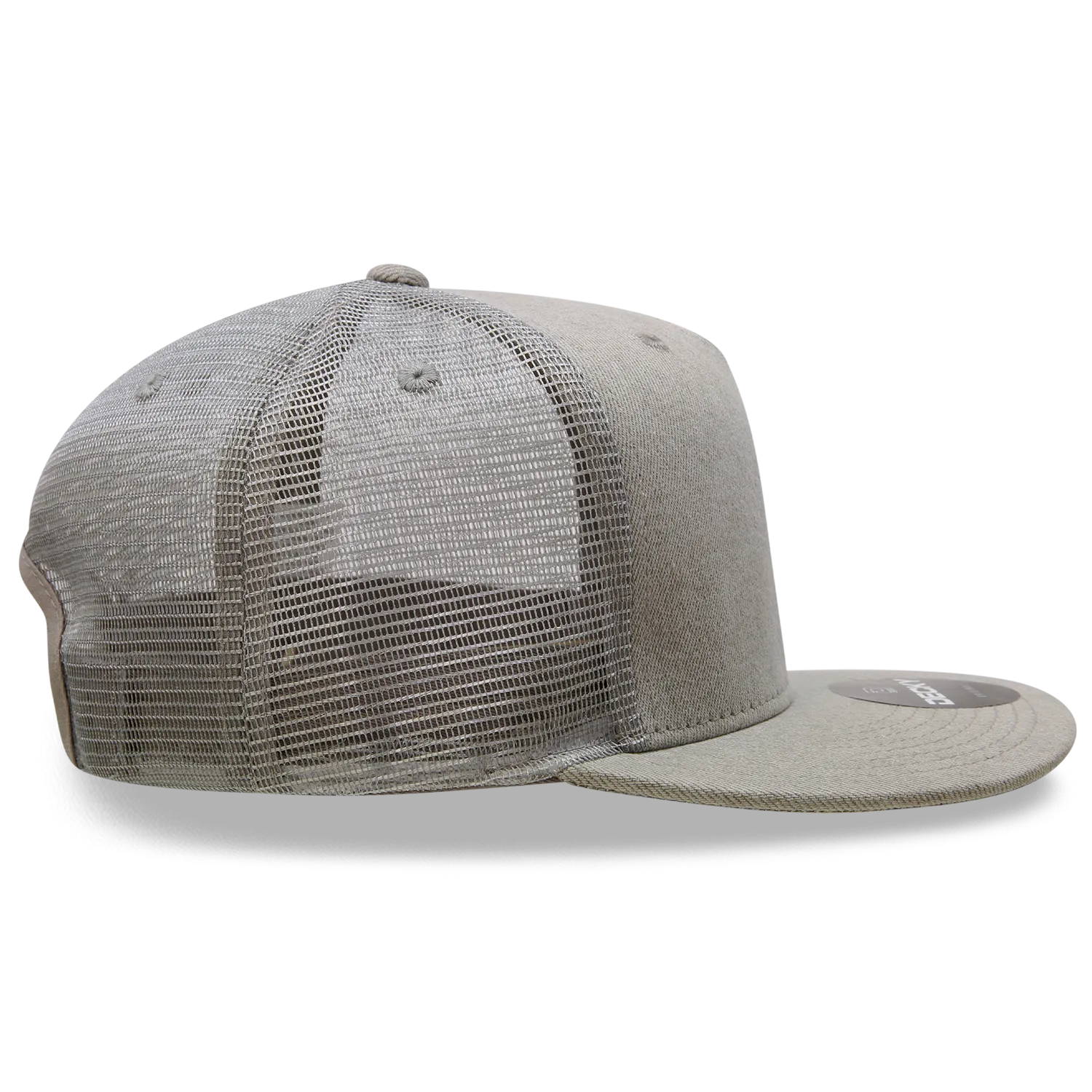 Decky 1082 5 Panel Denim Trucker Hat, Flat Bill Mesh Back Cap