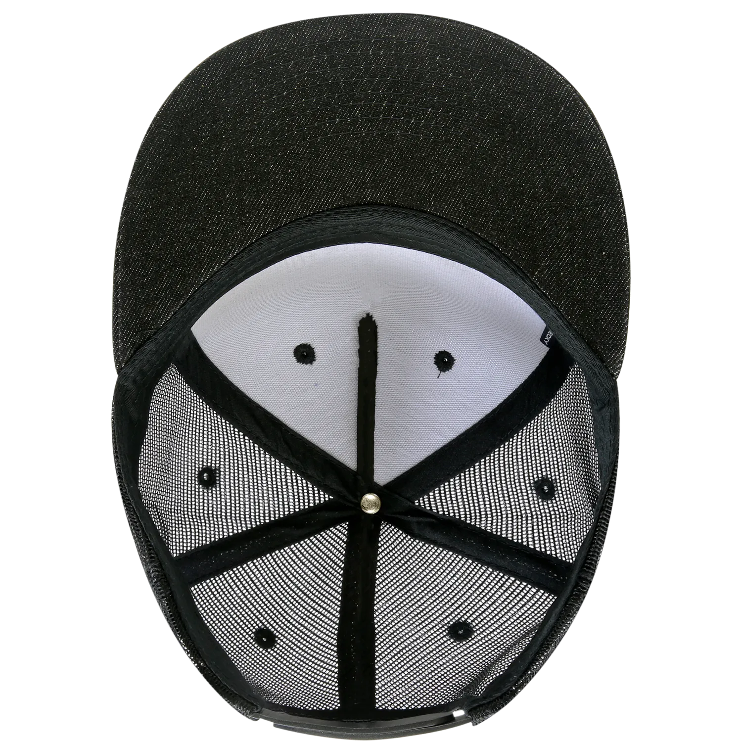 Decky 1082 5 Panel Denim Trucker Hat, Flat Bill Mesh Back Cap