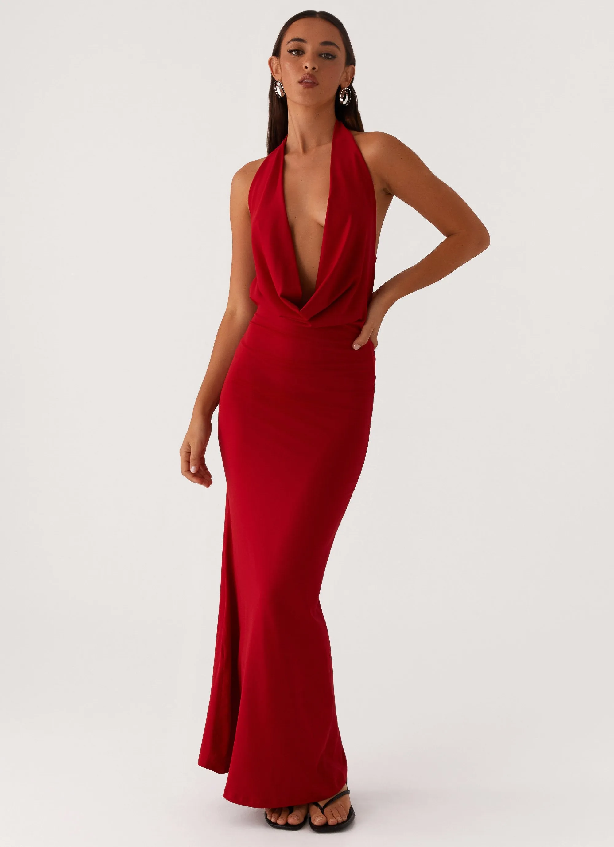 Dedicated Maxi Dress - Red Solid-color Smart Pairing
