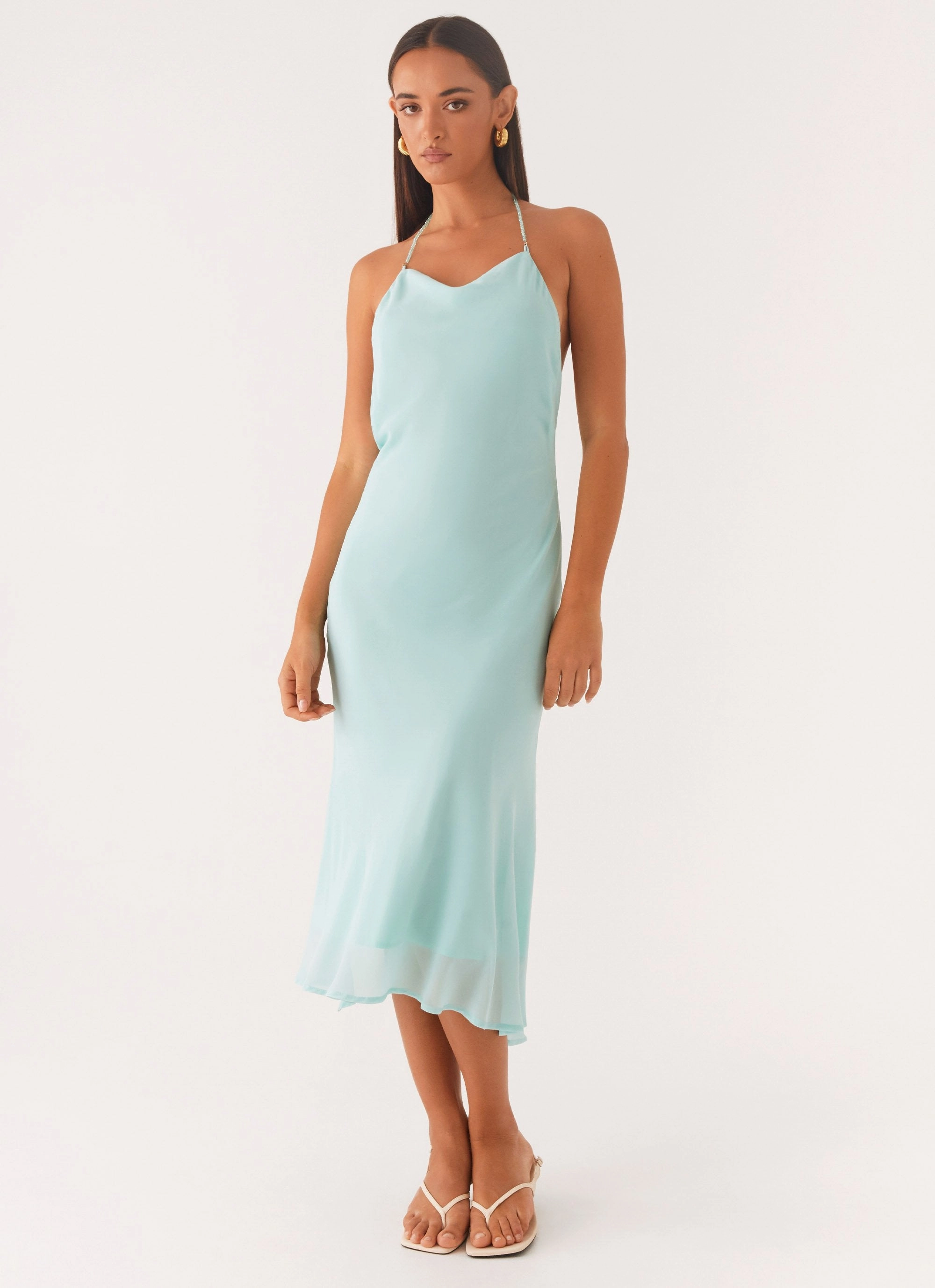 Cozy Wearable Deep Dive Midi Dress - Pale Blue