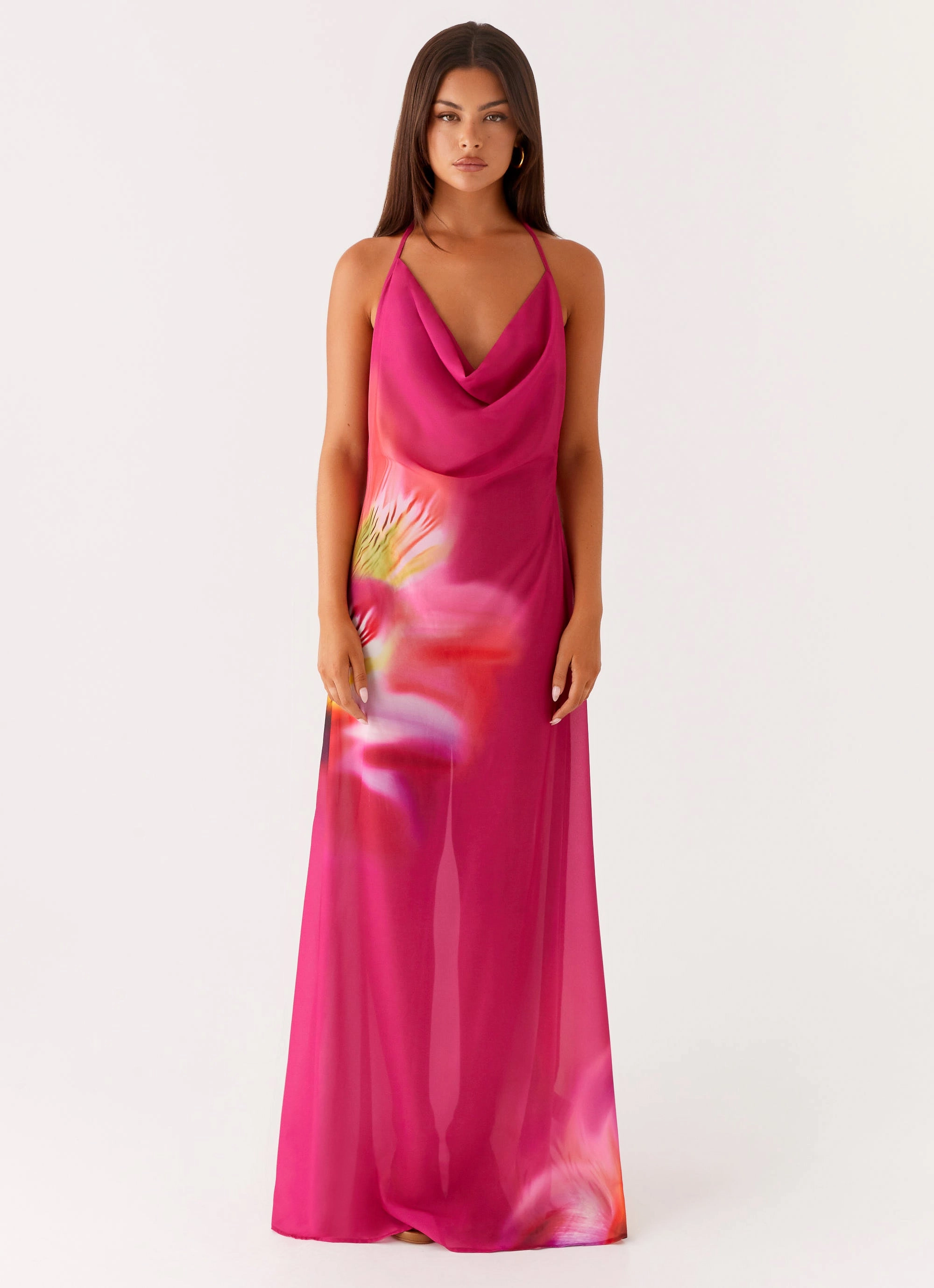Fantasy Maxi Dress - Pink Tropical Curve Friendly Travel Light