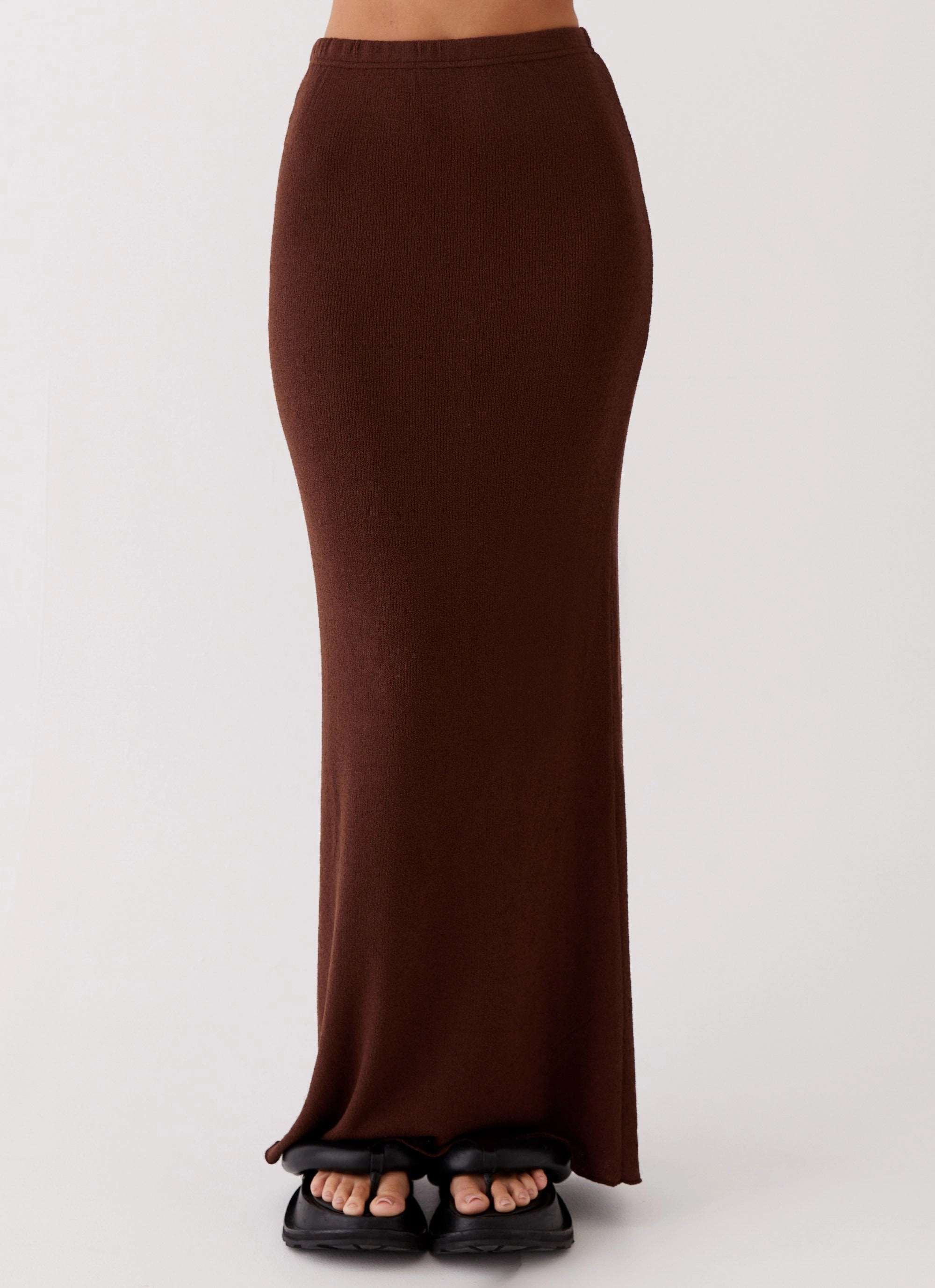 Pure Vibes Street Ready Delicate Lady Knit Maxi Skirt - Chocolate