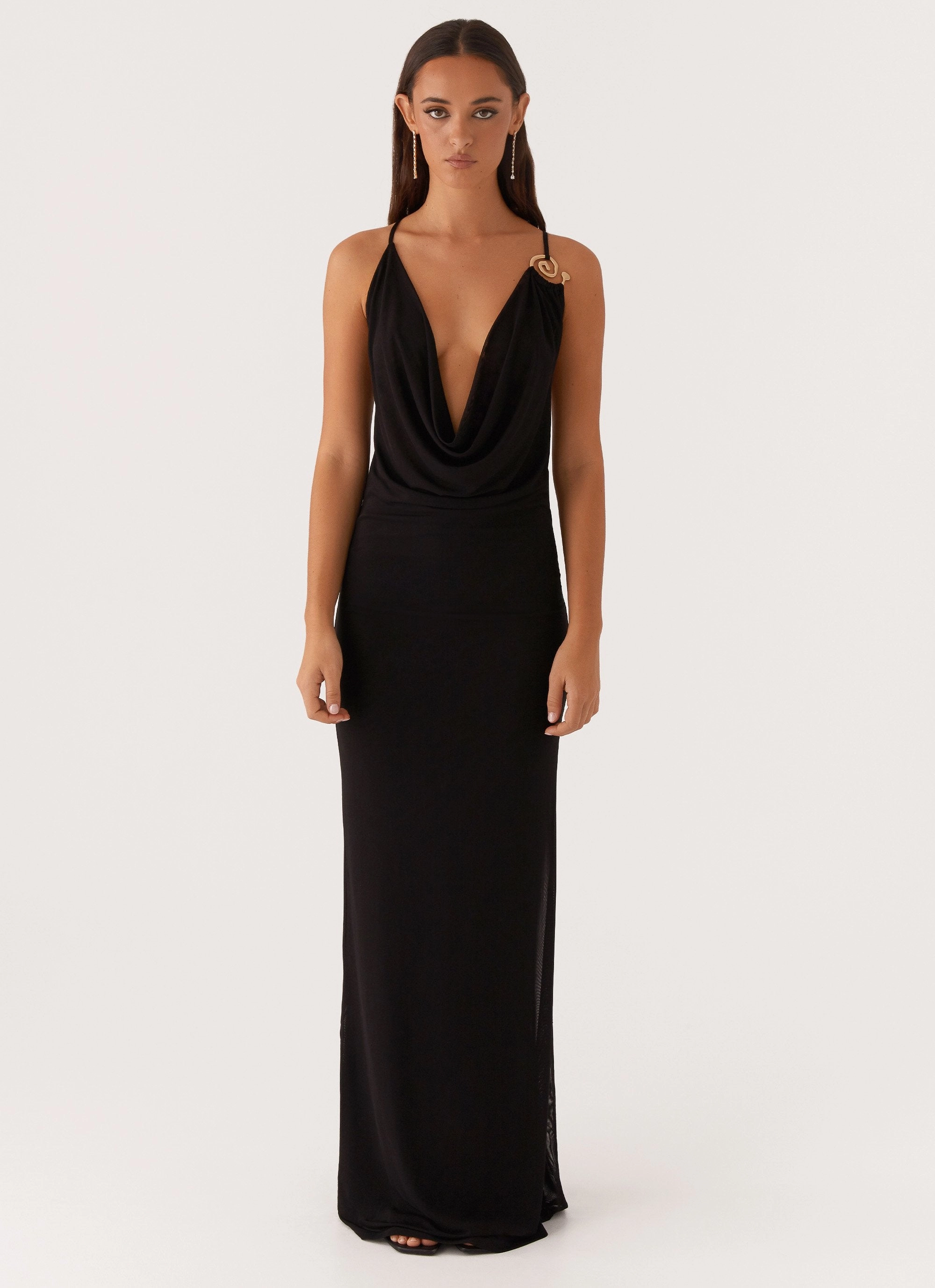 Game Player Maxi Dress - Black Layered Volume