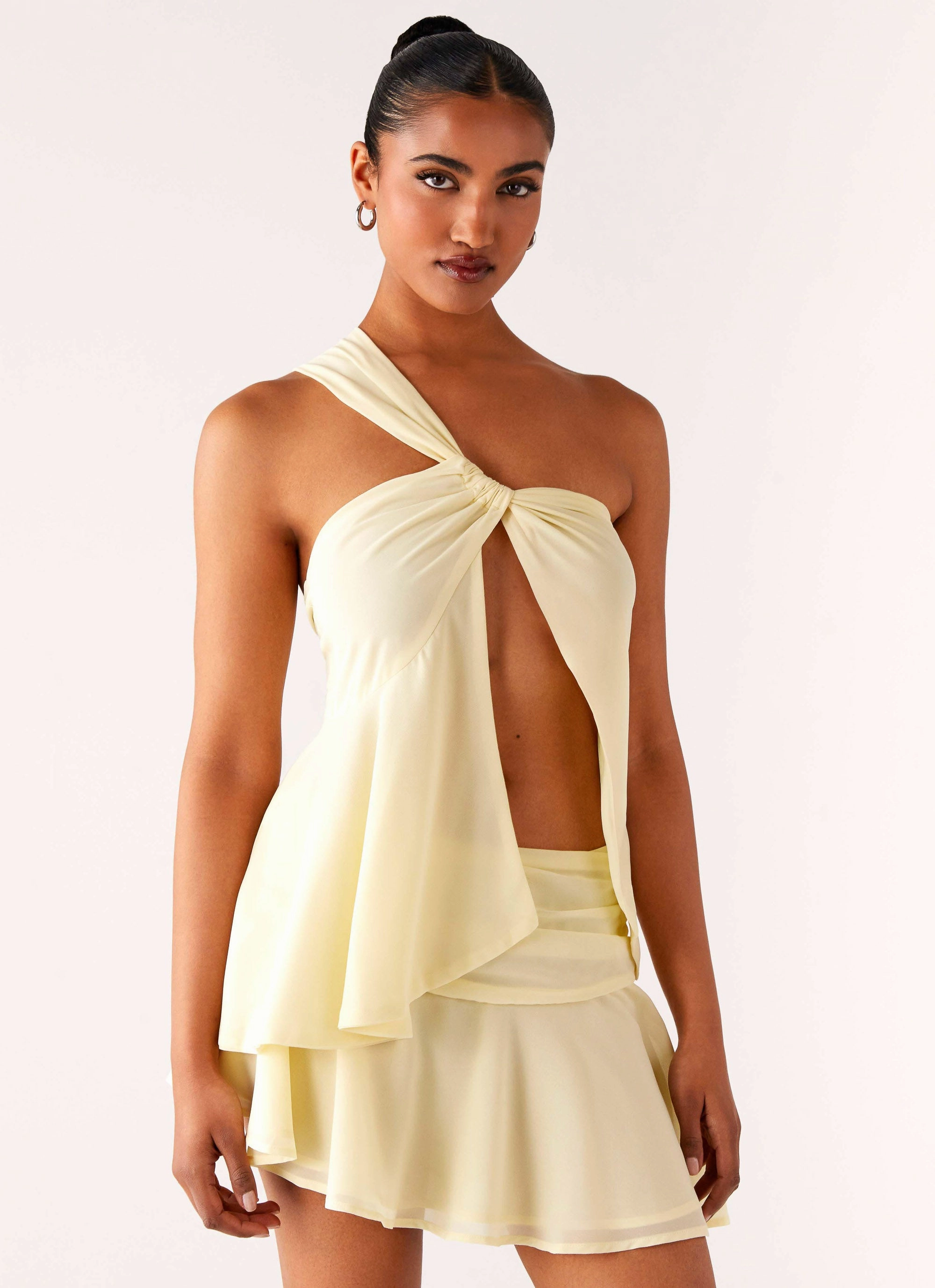 Delight Me Asymmetrical Top - Yellow Flexible Shoulder