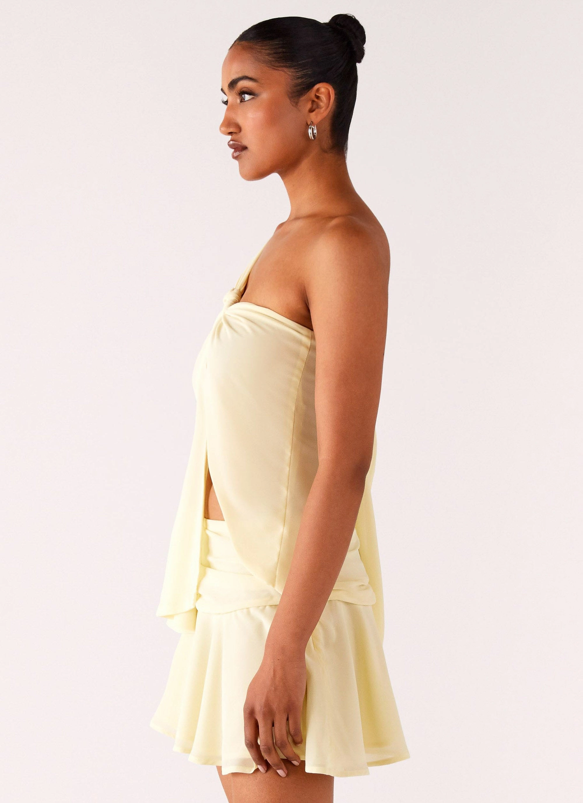 Delight Me Asymmetrical Top - Yellow Convertible Collar