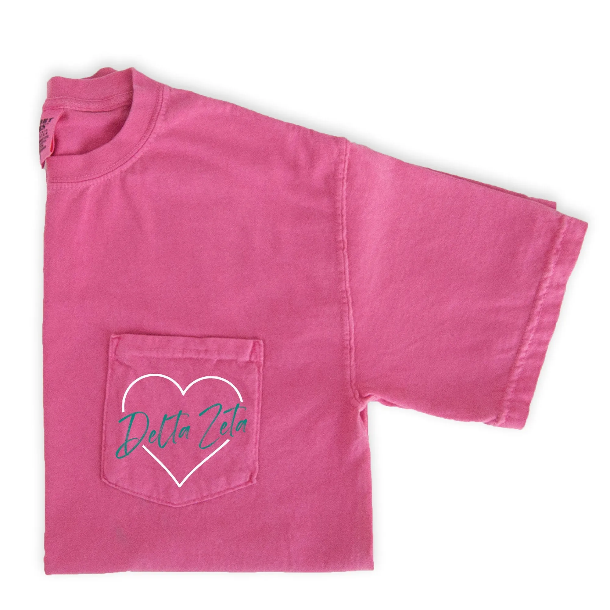 Delta Zeta Heart Pocket T-Shirt - Pink