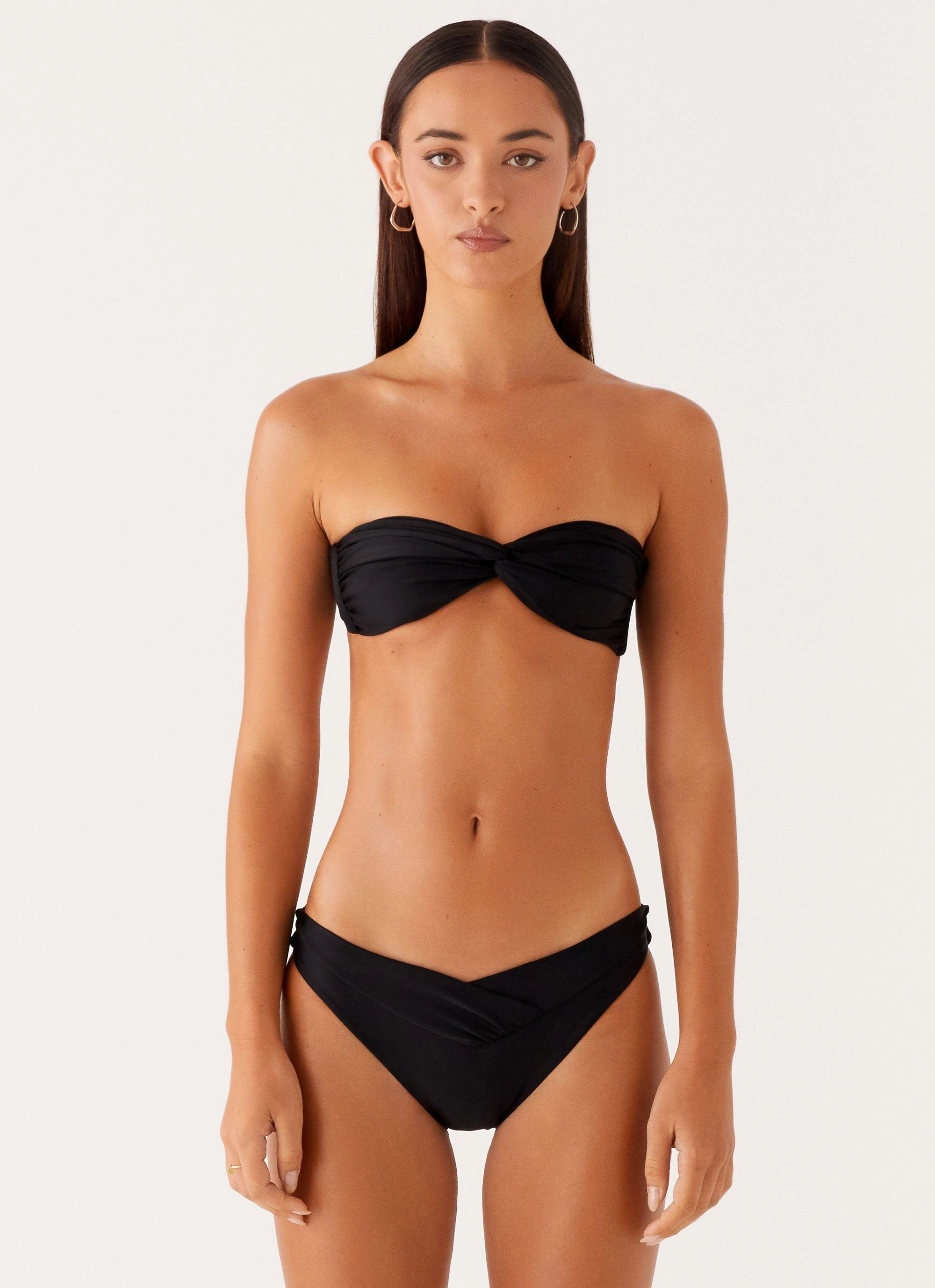 Delta Bandeau Bikini Top - Black Saltwater Safe Mesh Ventilation Zones