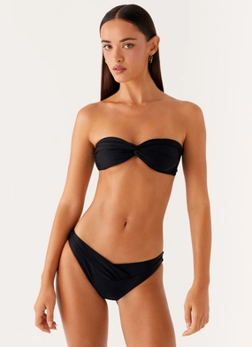 Delta Bandeau Bikini Top - Black Anti Slip Straps