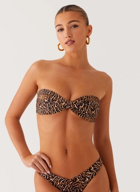 Anti Fade Material Chic Appeal Delta Bandeau Bikini Top - Cheetah