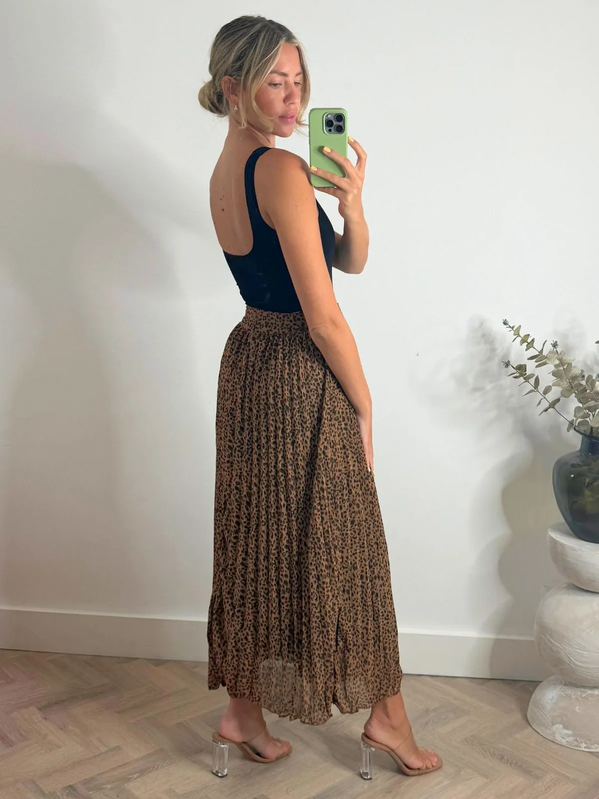 Demi Pleated Midi Skirt / Animal LowProfileSeams