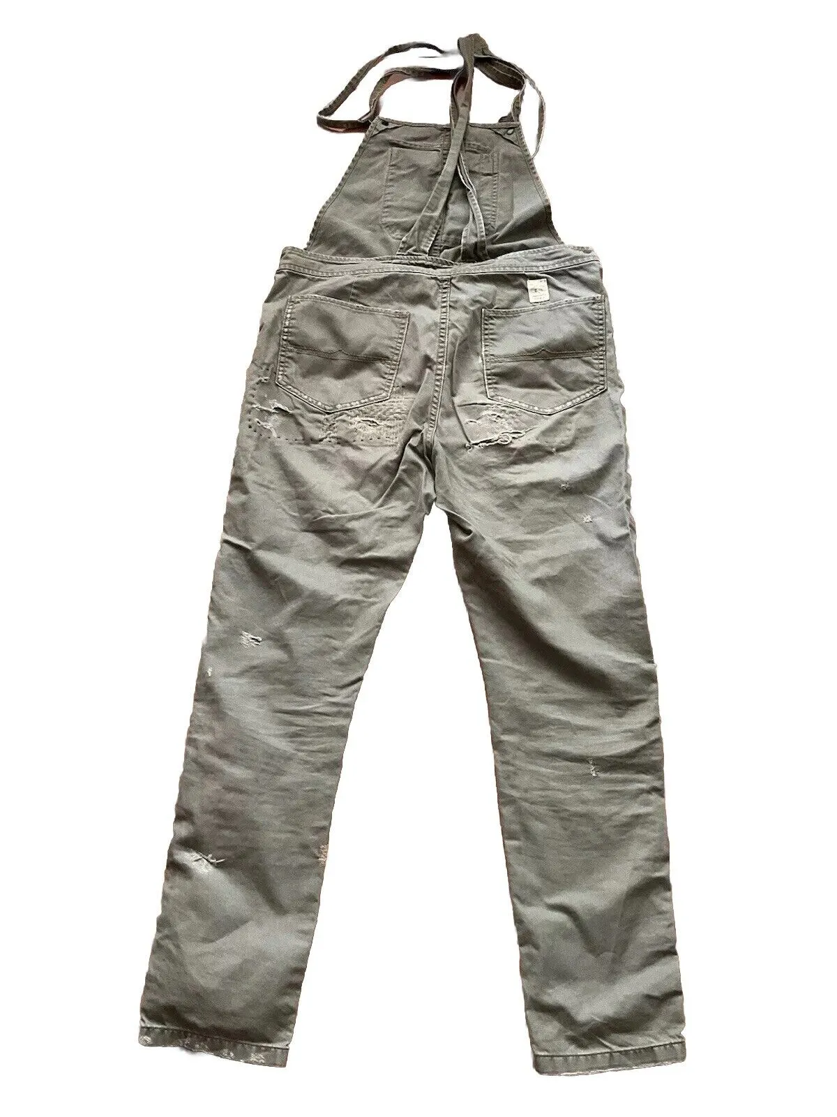 Denim &Supply Ralph Lauren Patchwork Distresssed Overalls in Khaki Jumpsuit Sz S ladies