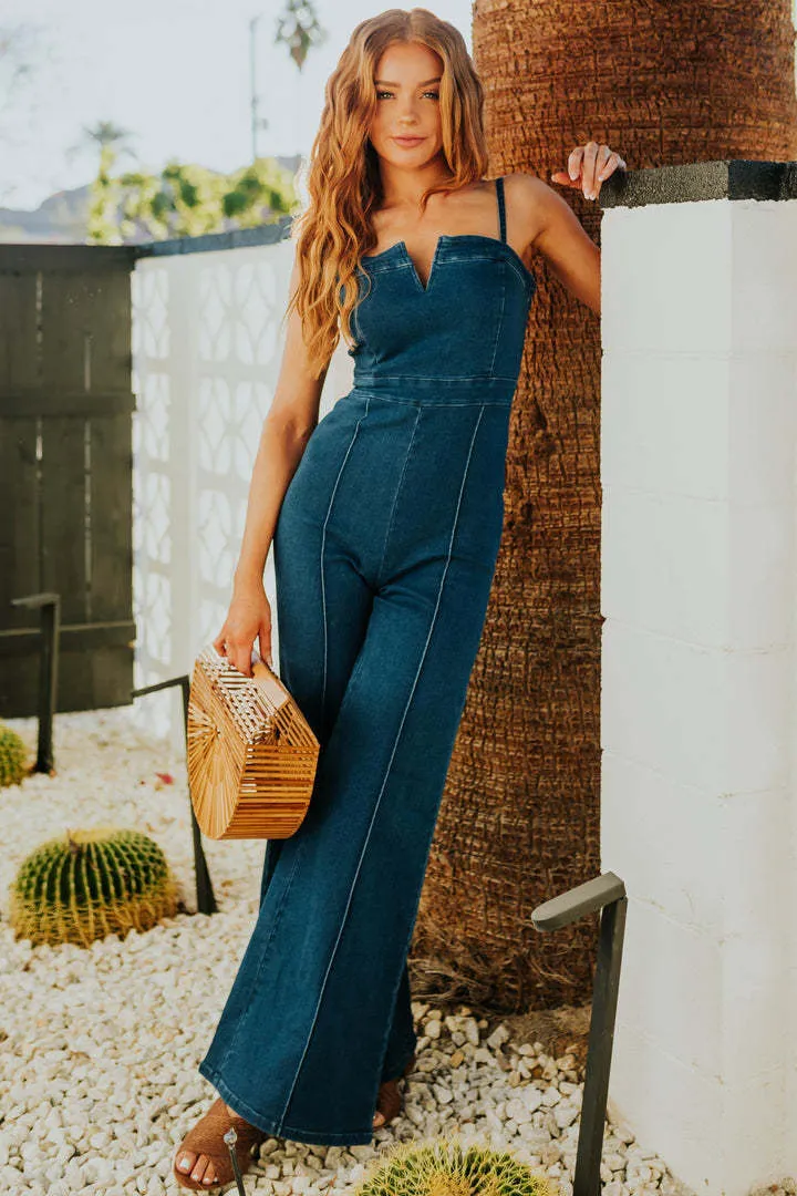 Denim  Flare Jumpsuit