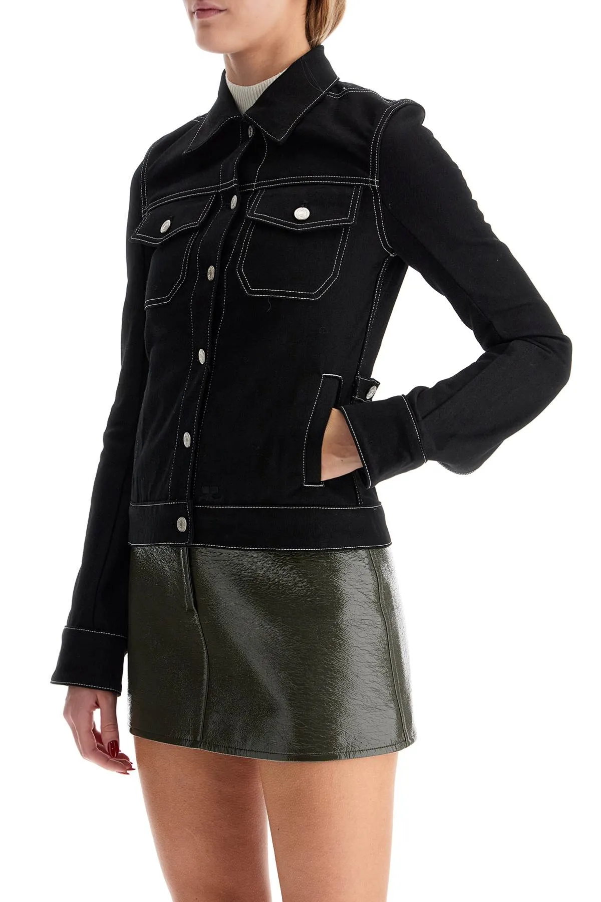 denim trucker jacket for 324DBL208DE0020 BLACK/WHITE