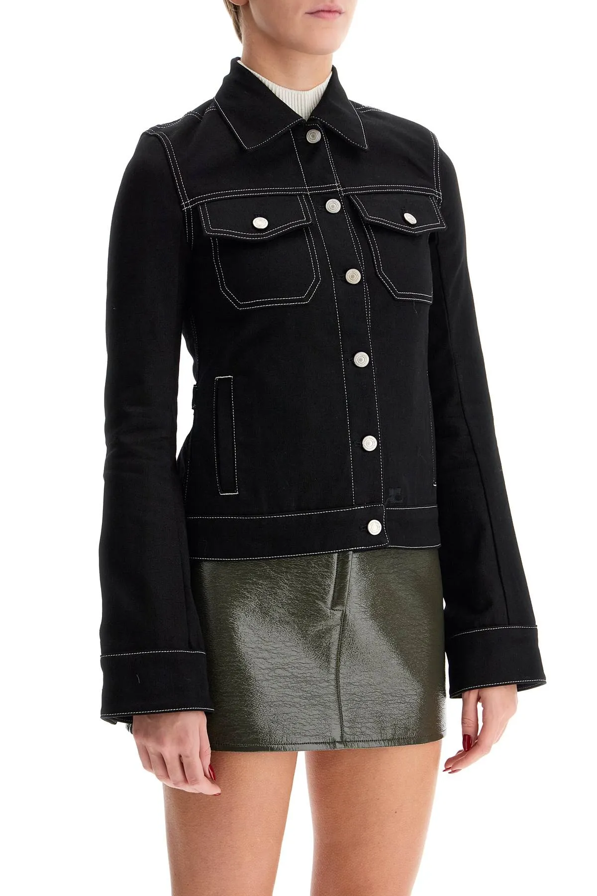 denim trucker jacket for 324DBL208DE0020 BLACK/WHITE