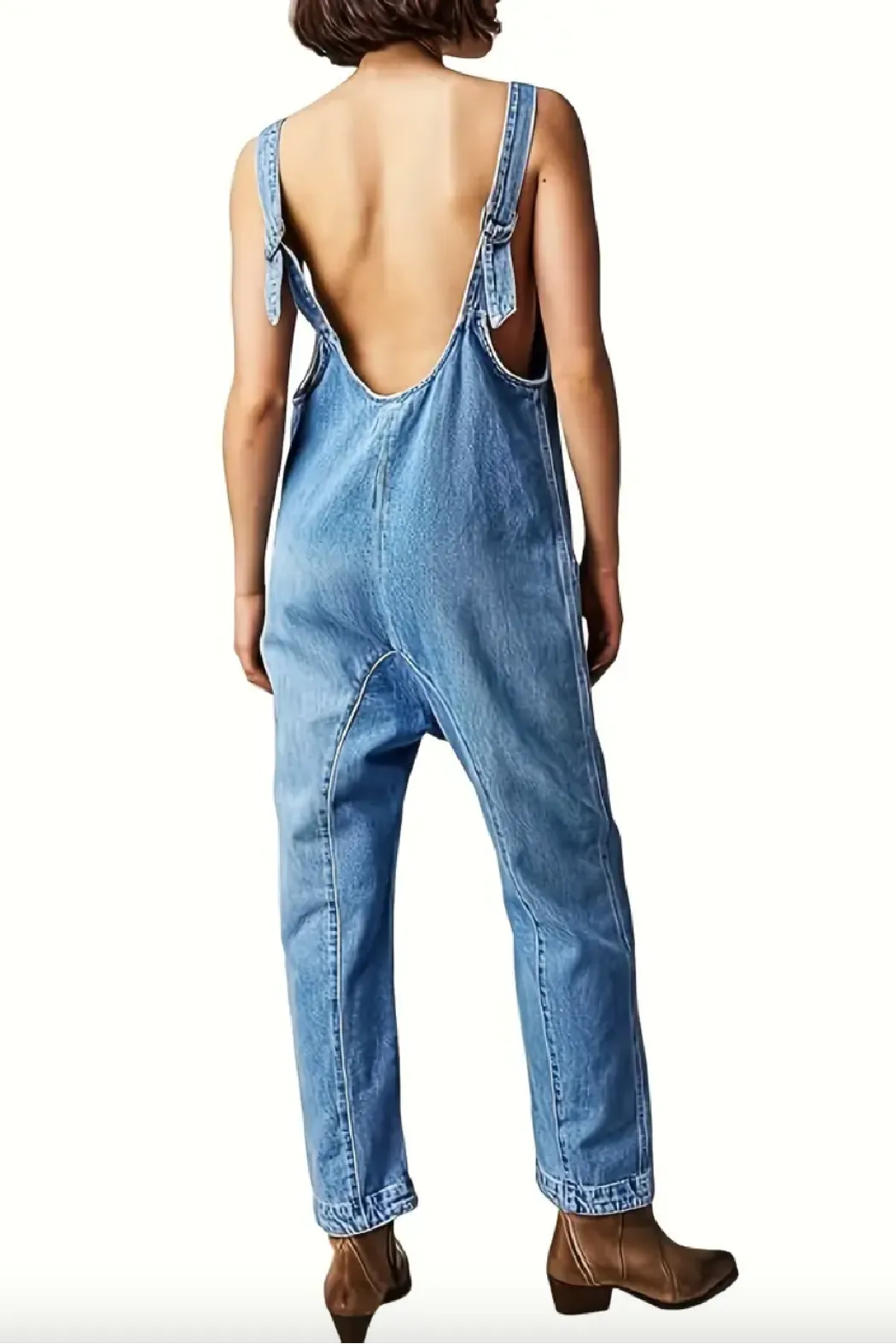 Denim V Neck Overalls