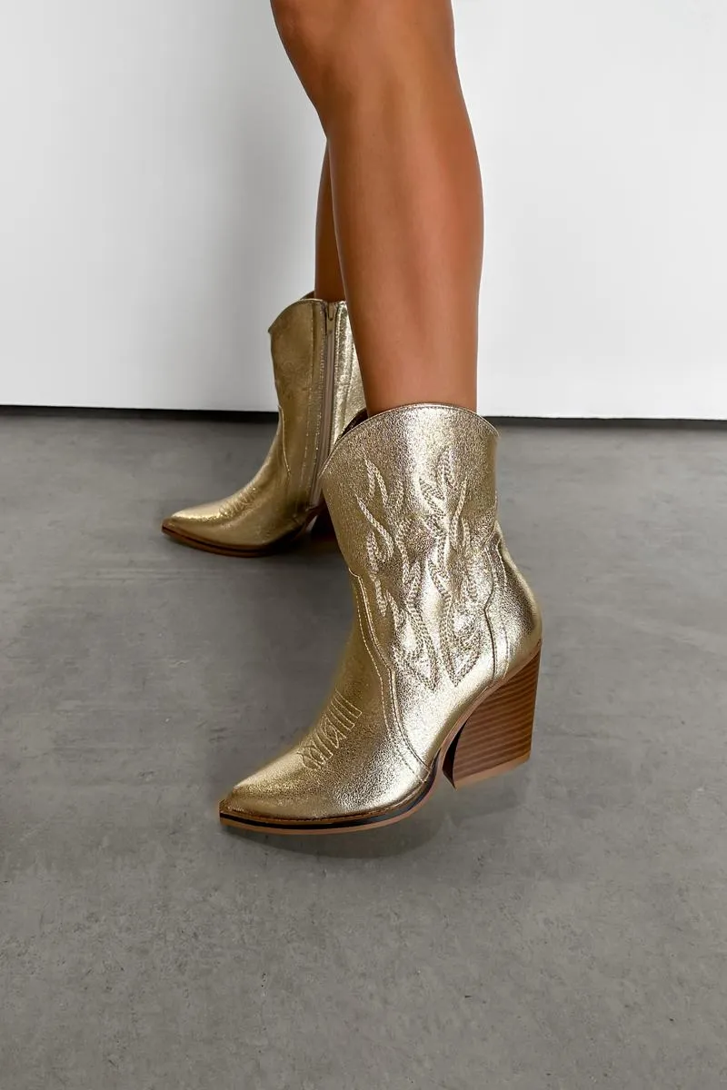 DENVER Western Cowboy Boots - Gold