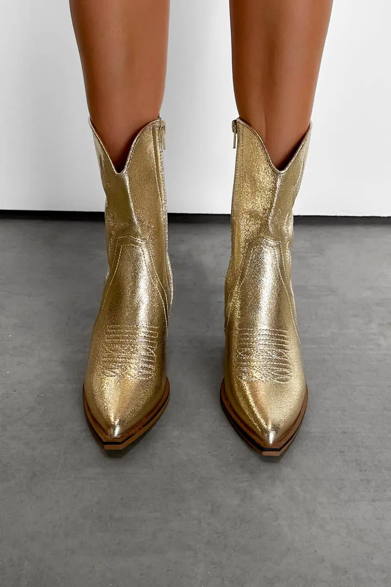 DENVER Western Cowboy Boots - Gold