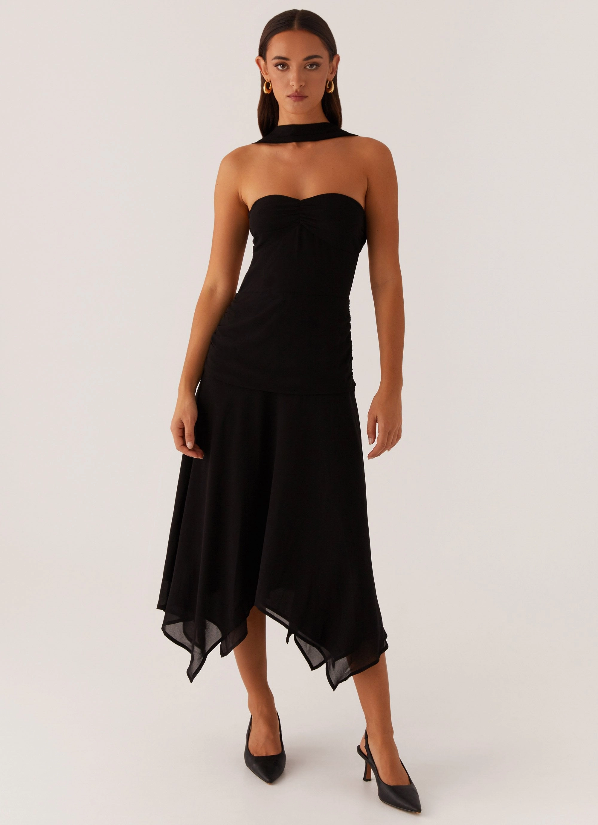 Sophisticated Look Leto Chiffon Midi Dress - Black