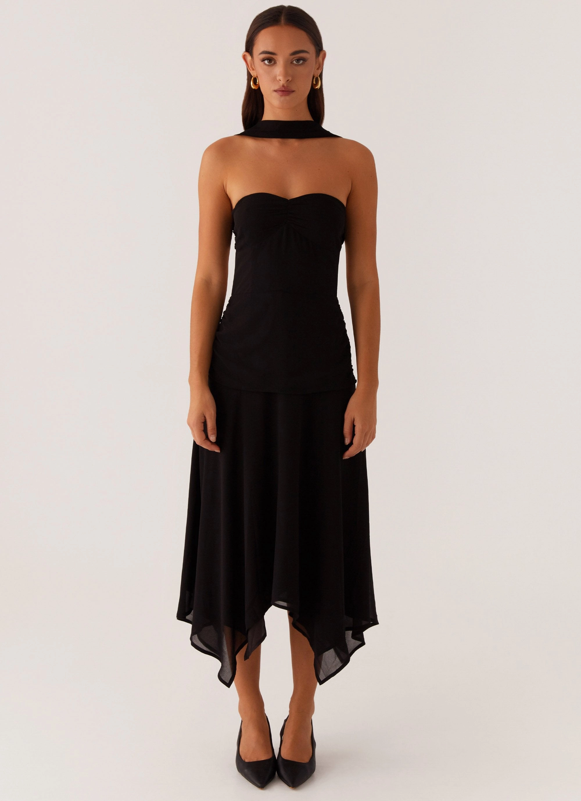Leto Chiffon Midi Dress - Black Contrast-Lining