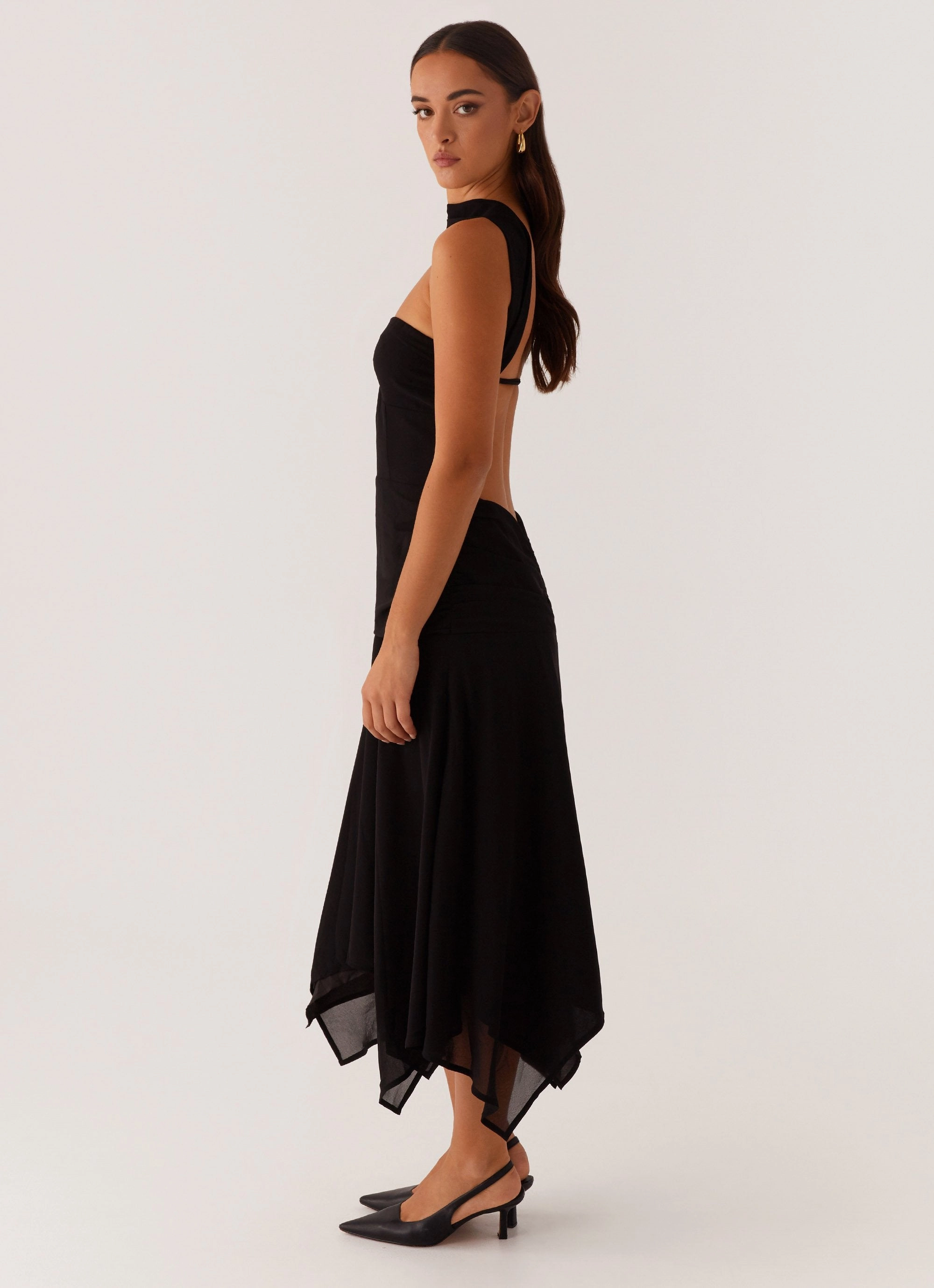Leto Chiffon Midi Dress - Black Work Look