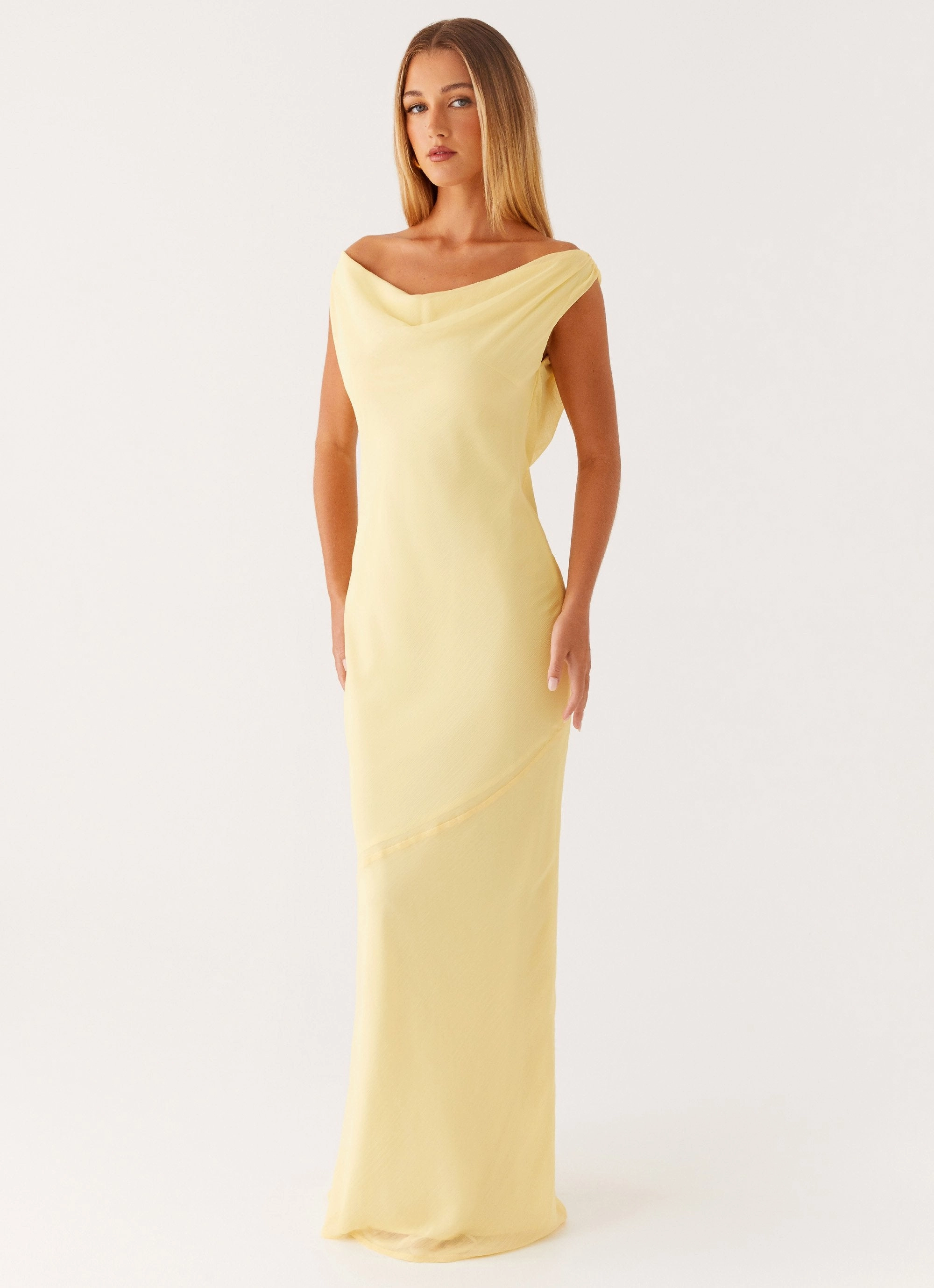 Brittany Chiffon Maxi Dress - Pastel Yellow Easy Going
