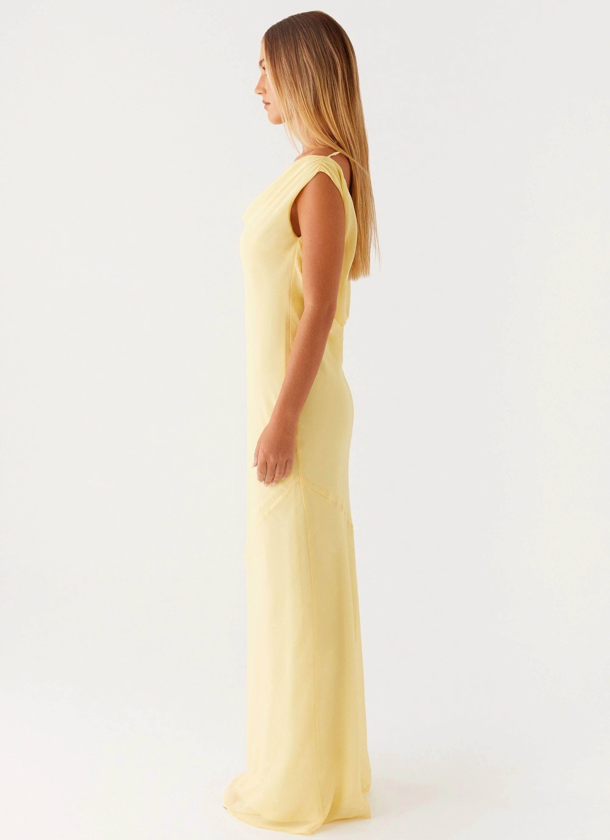 Fall Inspired Brittany Chiffon Maxi Dress - Pastel Yellow