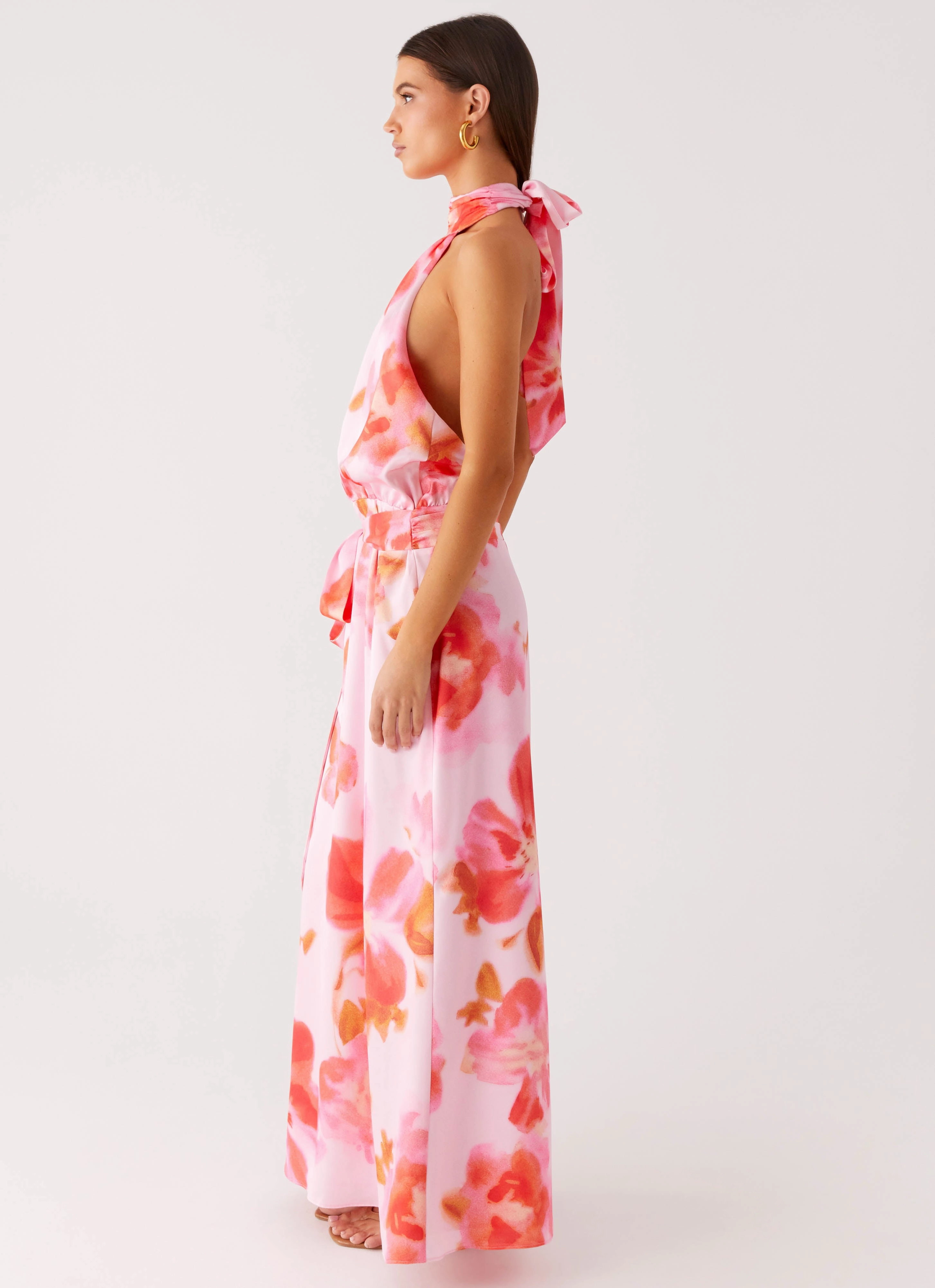 Diablo Backless Maxi Dress - Blushing Blossom Bare Arm