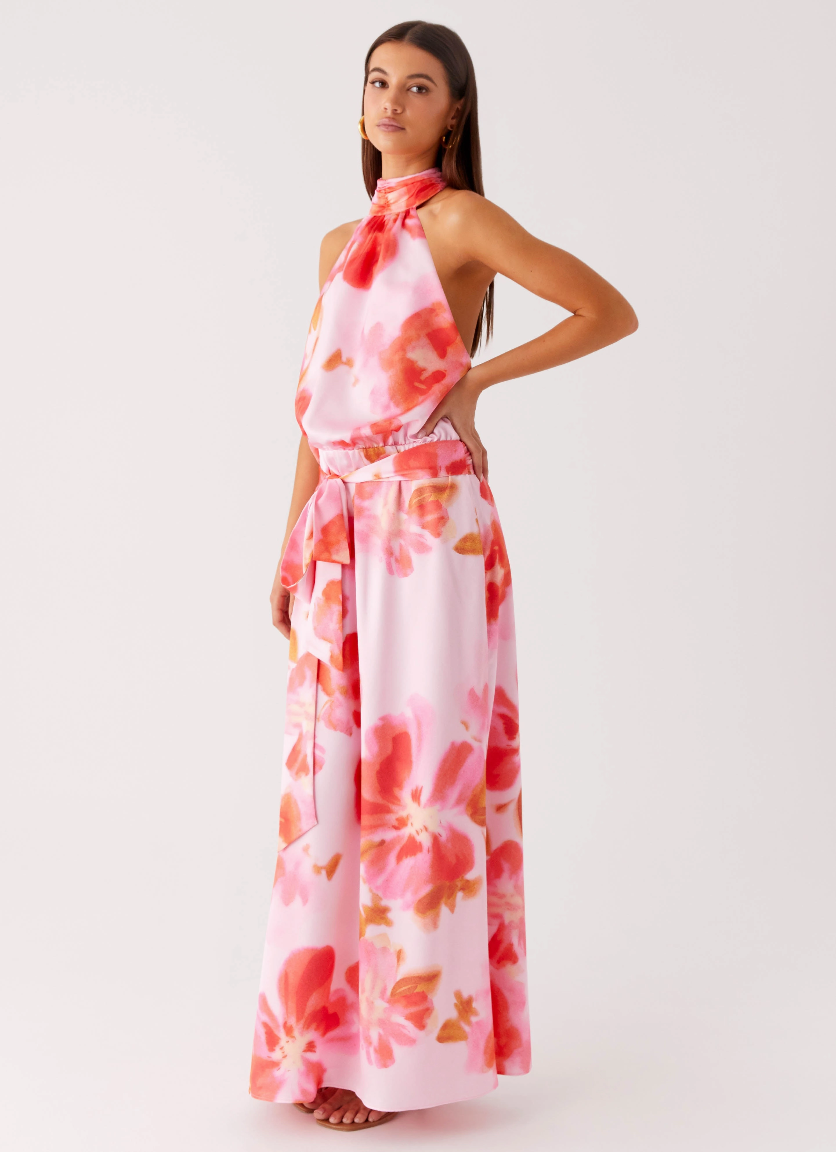 Classic Layers Diablo Backless Maxi Dress - Blushing Blossom