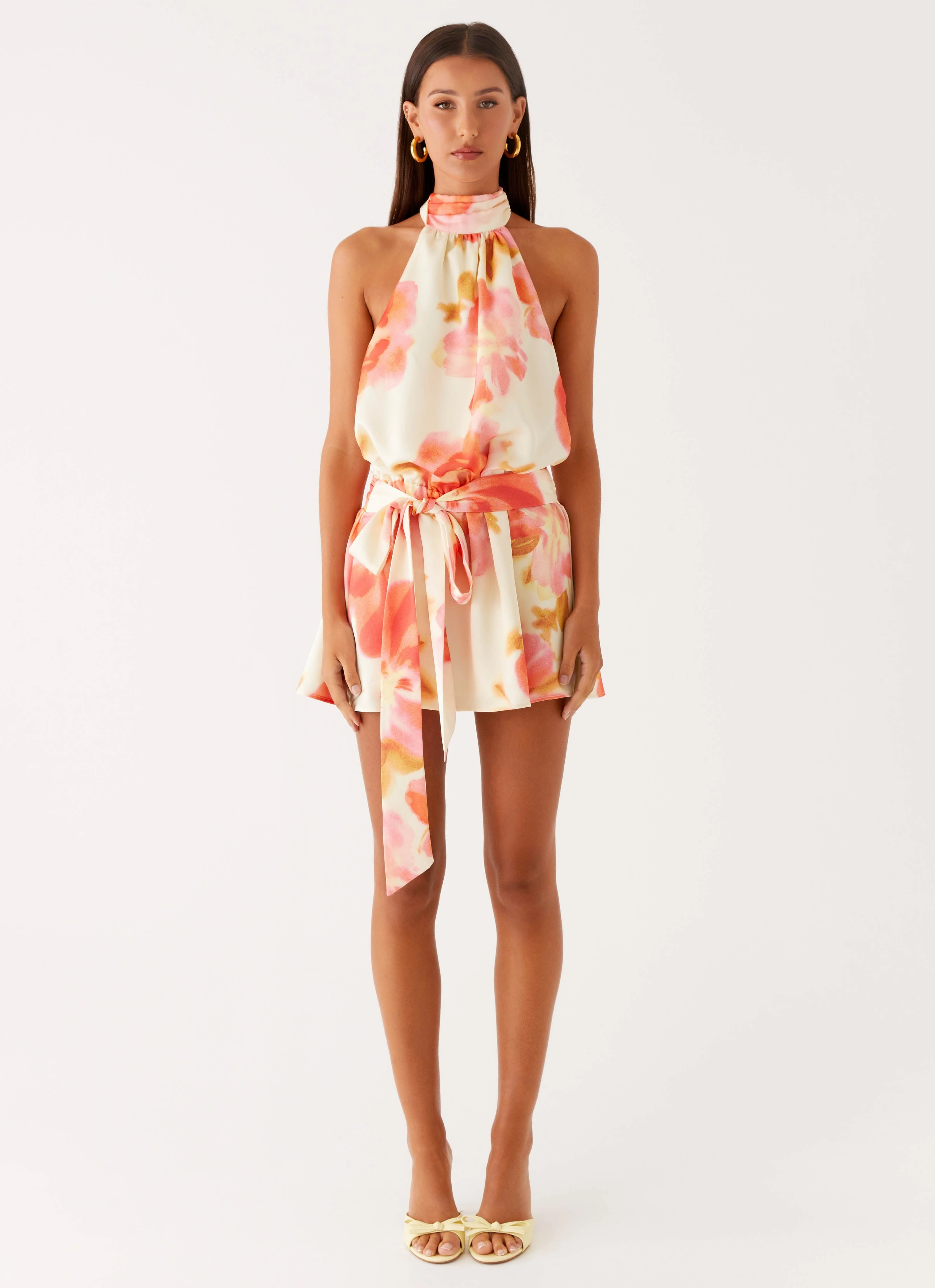 Diablo Backless Mini Dress - Mimosa Blossom Elastic-Cuff