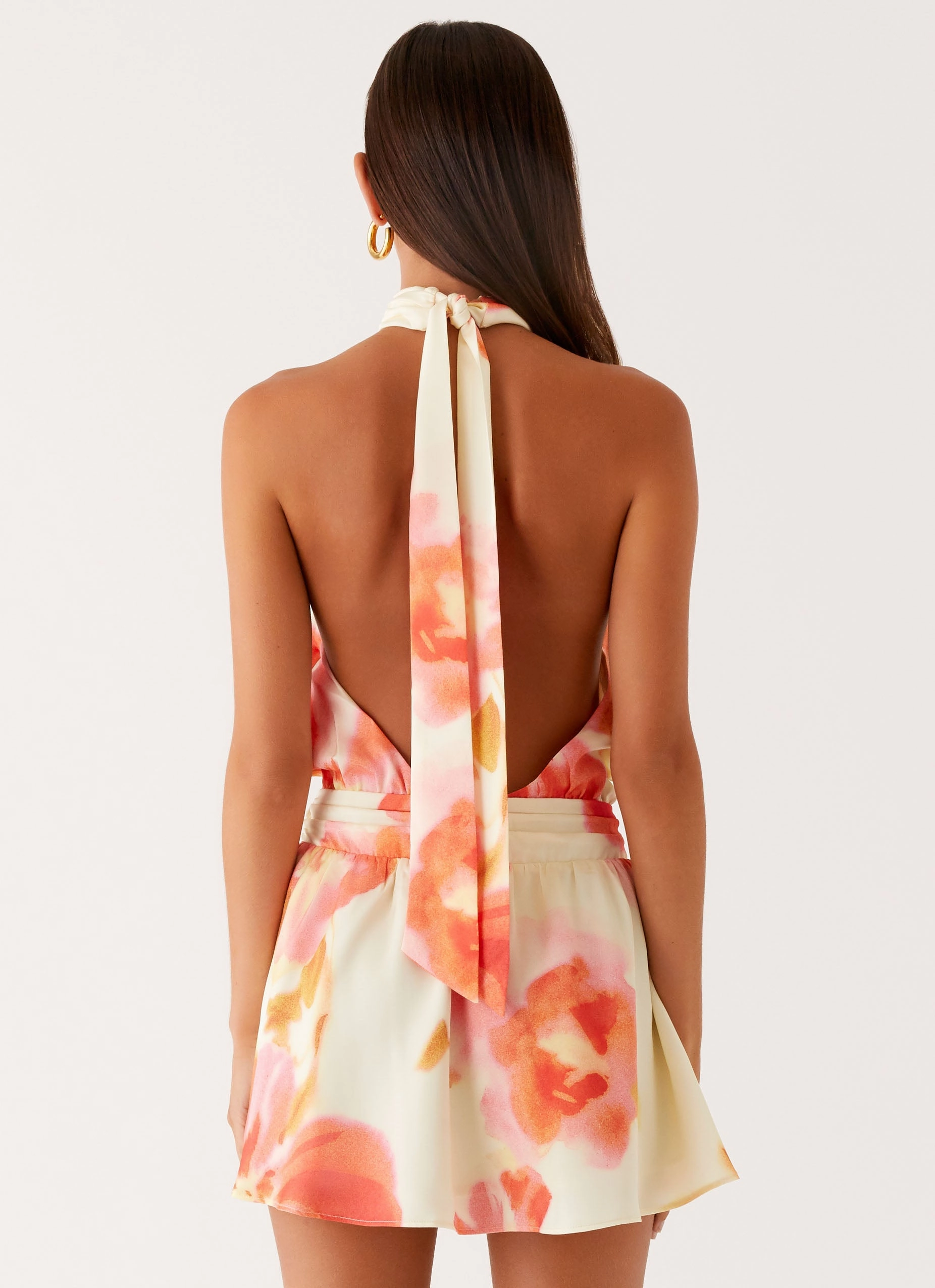 Diablo Backless Mini Dress - Mimosa Blossom Fitted Design