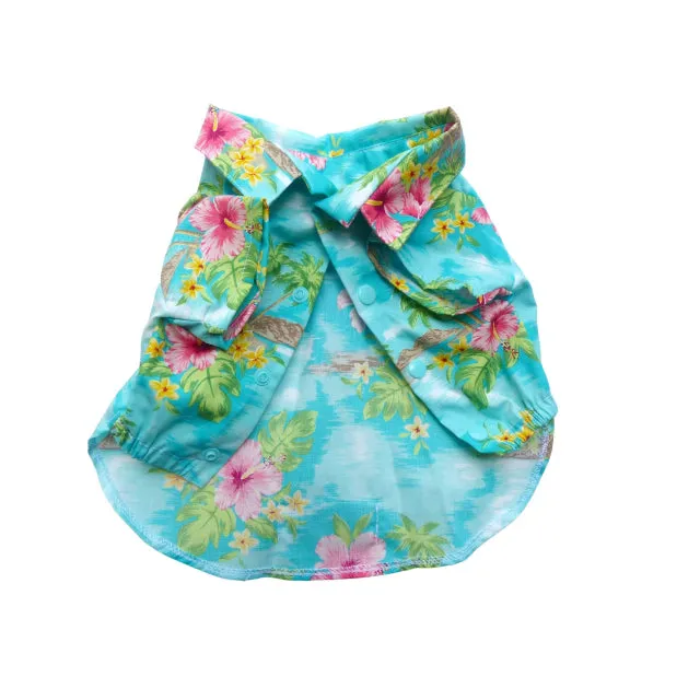 Diamond Head Hawaiian Dog's Shirts | Hawaiian Scenic Series | LIght Blue