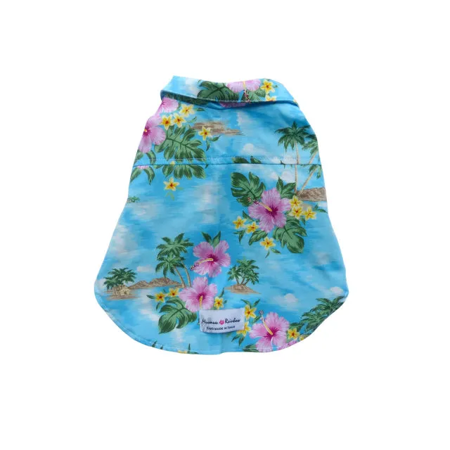 Diamond Head Hawaiian Dog's Shirts | Hawaiian Scenic Series | LIght Blue