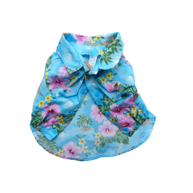 Diamond Head Hawaiian Dog's Shirts | Hawaiian Scenic Series | LIght Blue