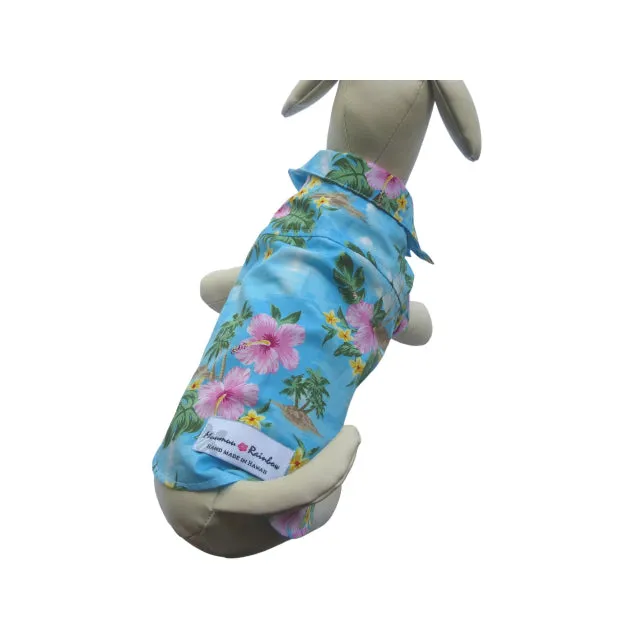 Diamond Head Hawaiian Dog's Shirts | Hawaiian Scenic Series | LIght Blue