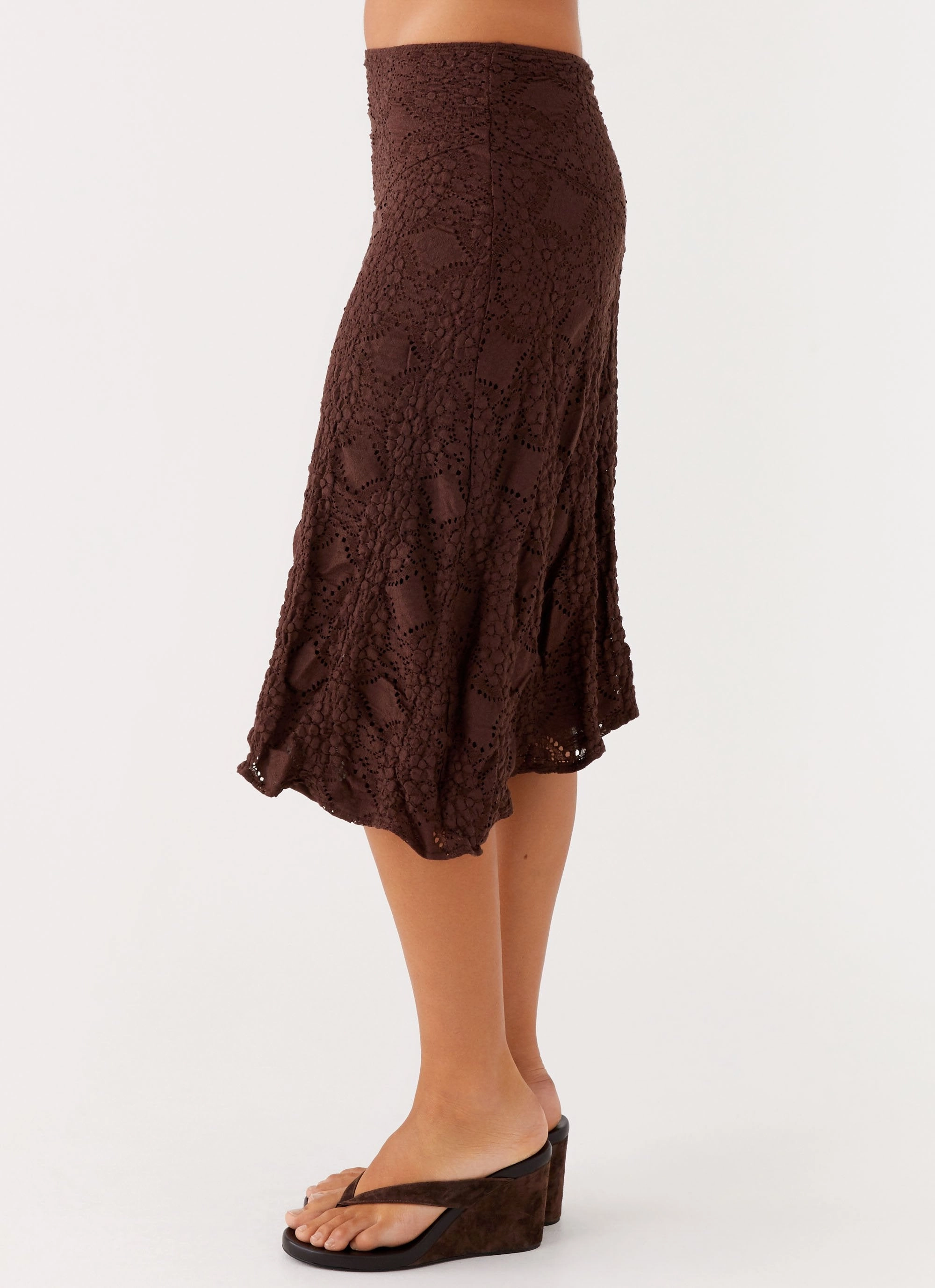 Diamond Sky Midi Skirt - Chocolate Ultra Comfort Chic Tones