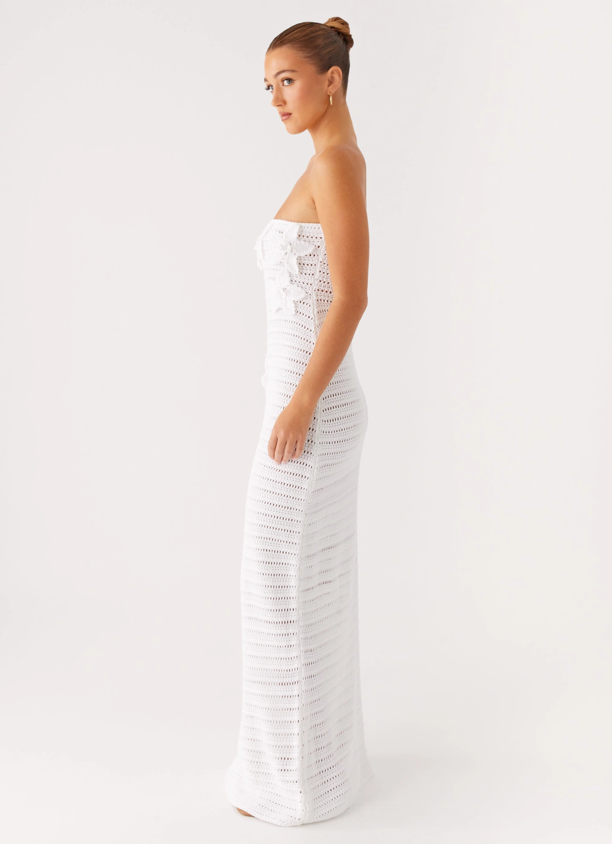 Diaz Crochet Maxi Dress - White Low Key
