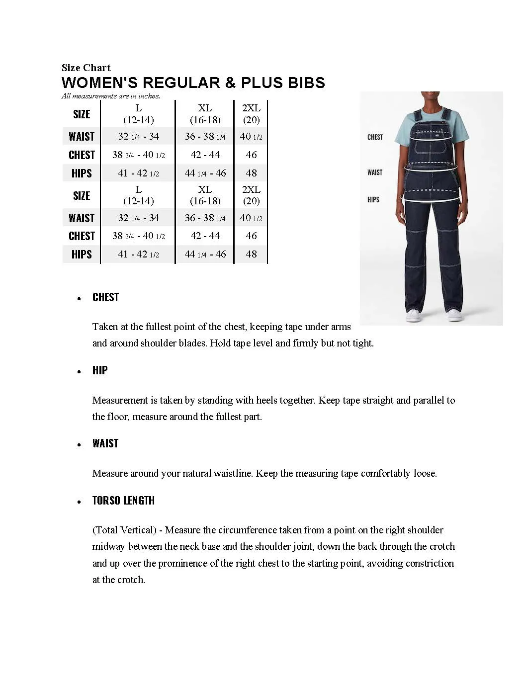 Dickies  -  #FBW206 - Made to Fit the Curvy Girl - Women's Plus Relaxed Fit Straight Leg Bib Overalls