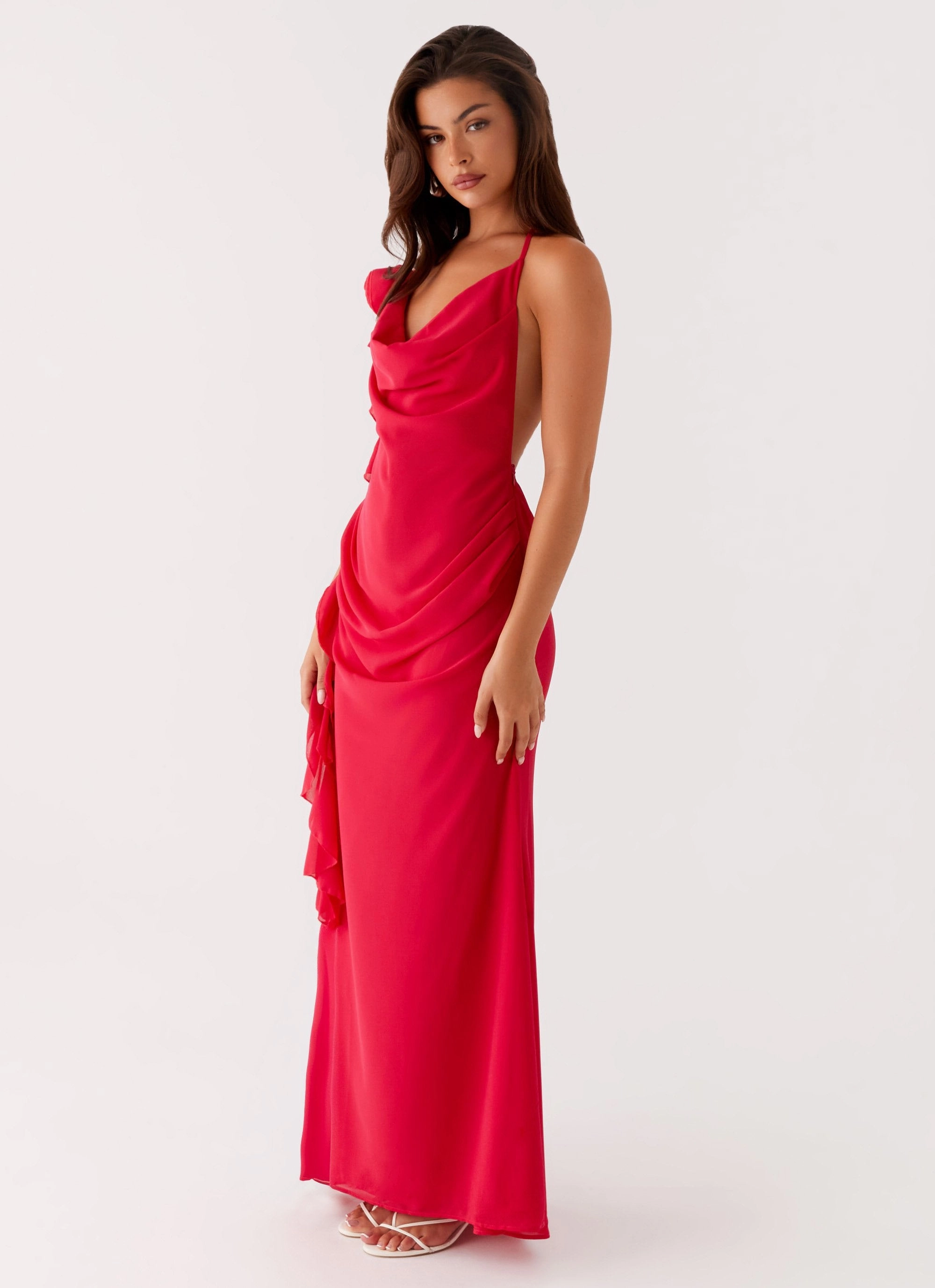 Thermal-Lined Diedre Rose Strappy Maxi Dress - Raspberry