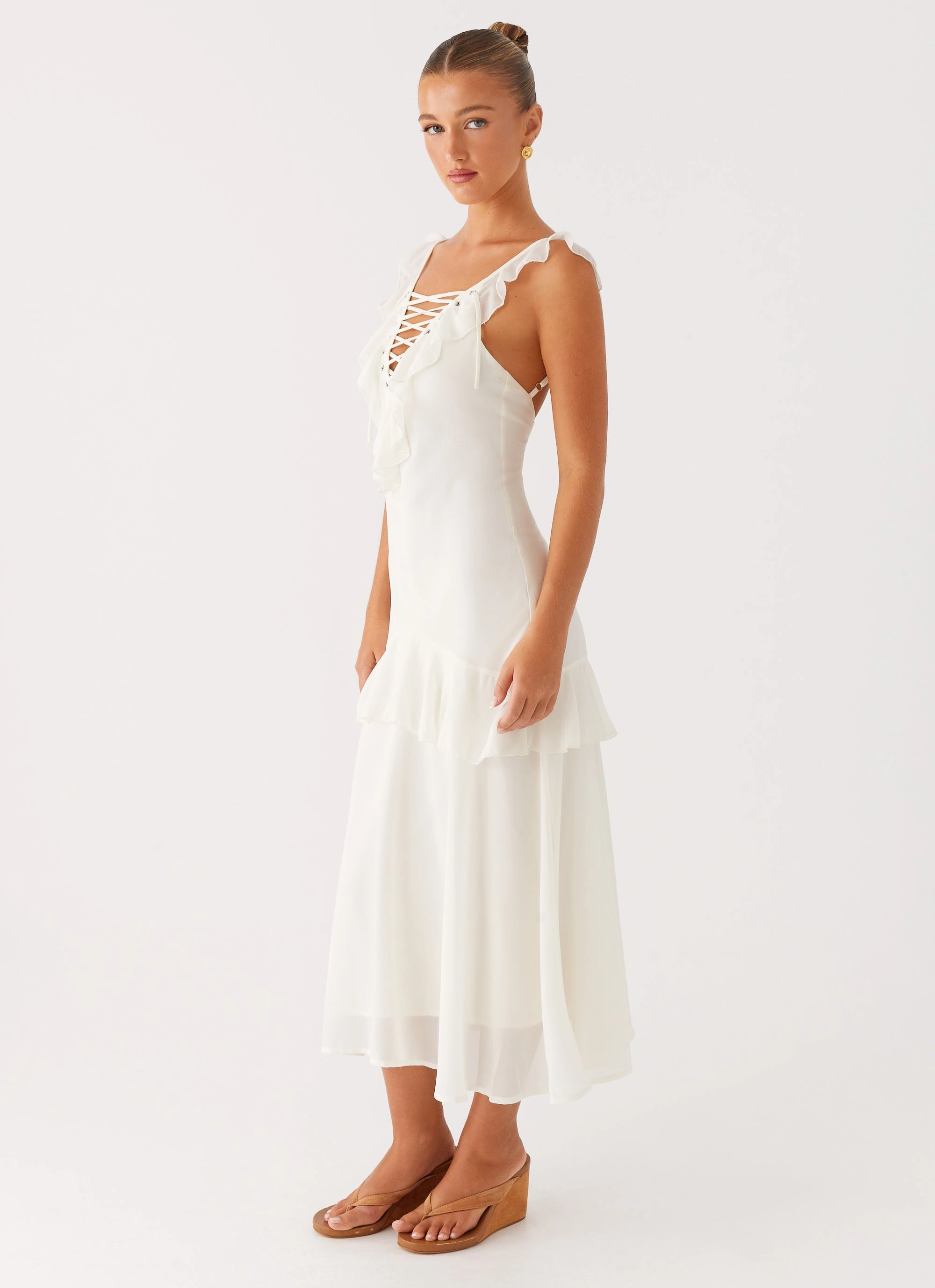 Celie Midi Dress - Ivory Chic Comfort Wear Chill Base