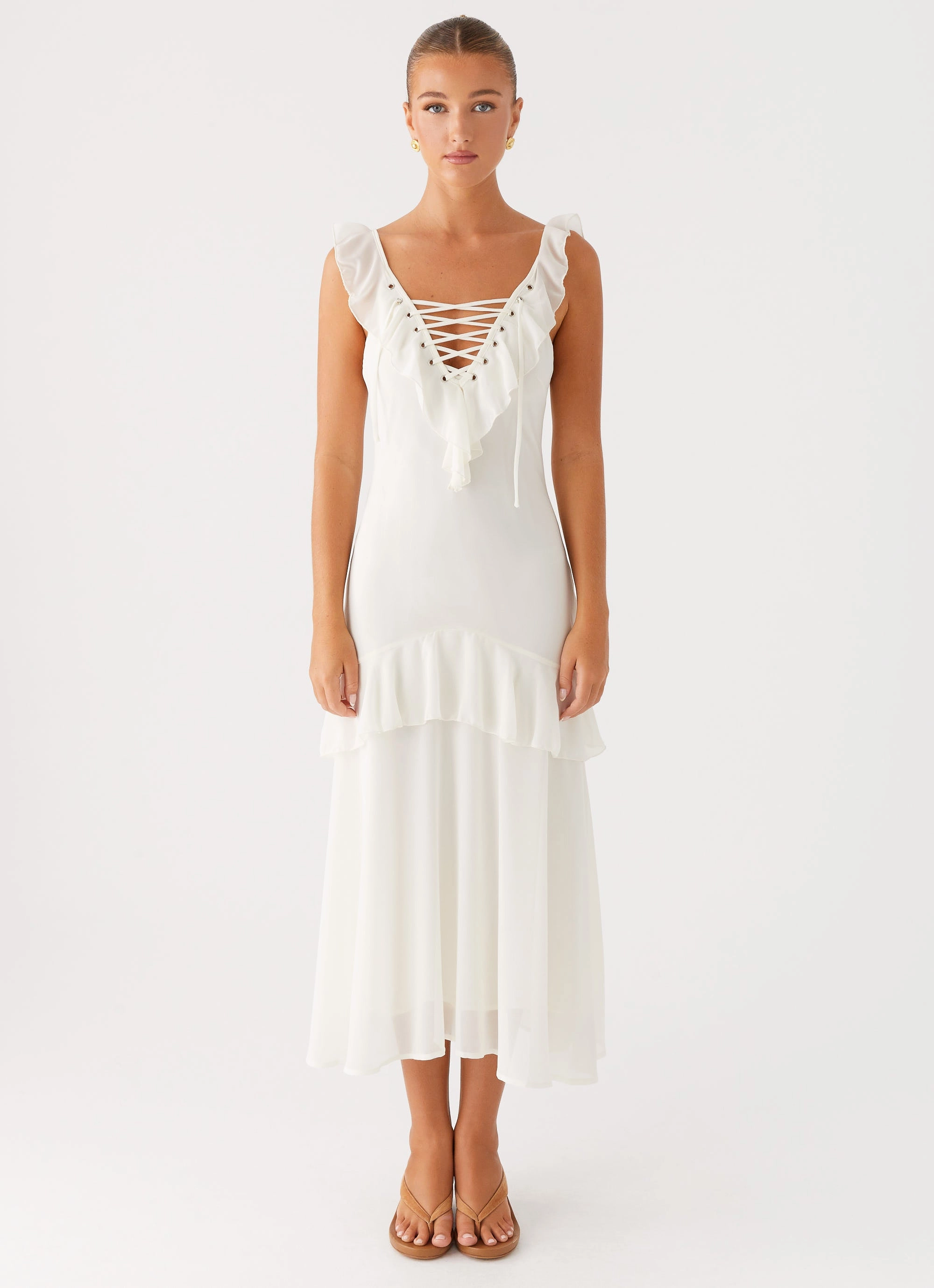 Modern-style Celie Midi Dress - Ivory