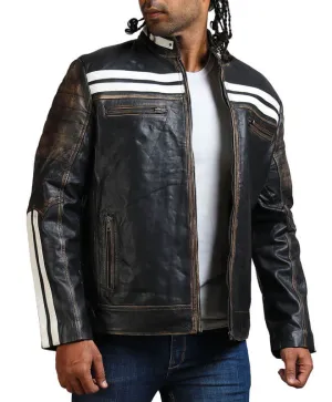 Distressed Black And White Striped Jacket