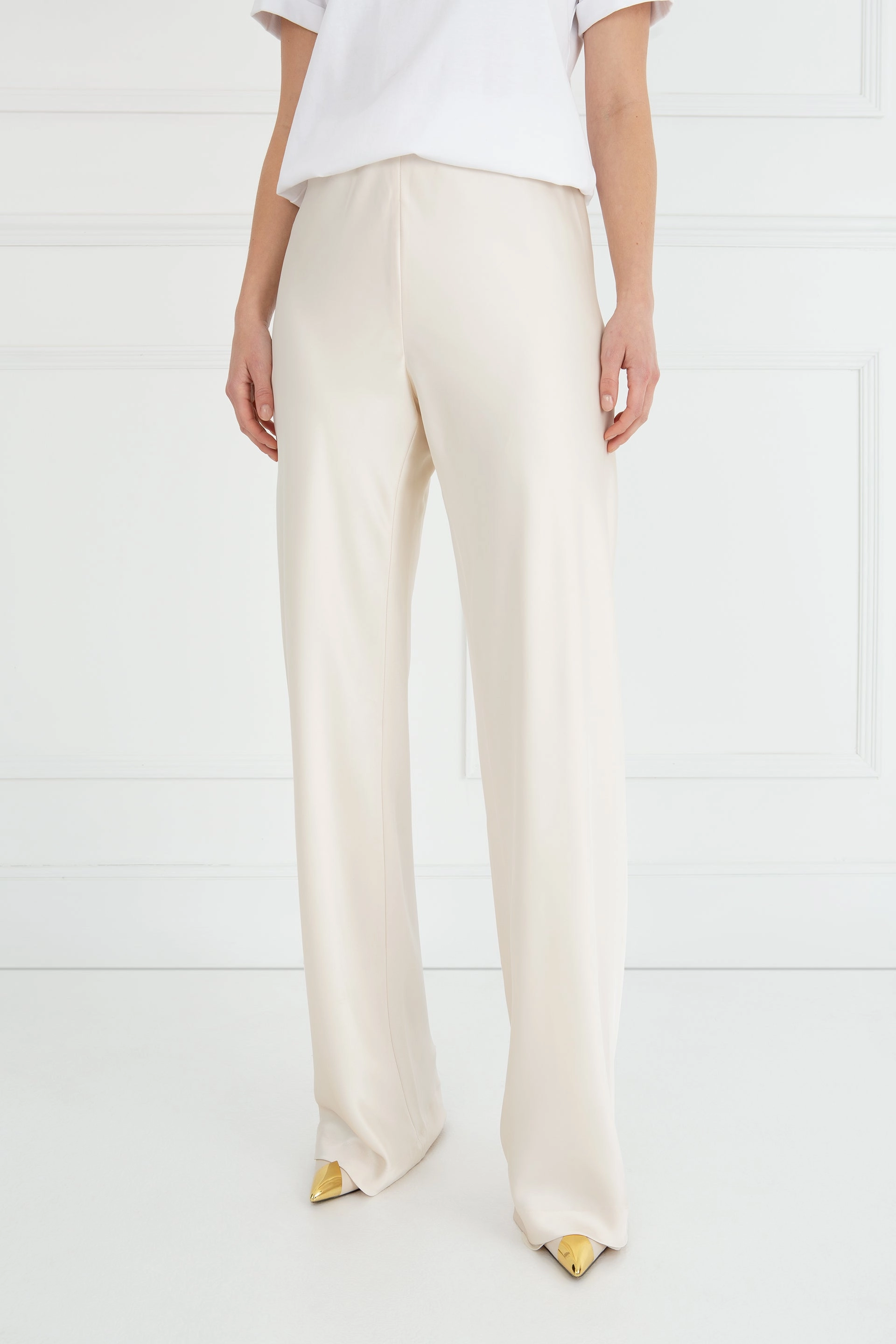 "The Sandra" - Satin Trousers Regular (Cream) Mood Friendly