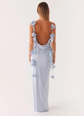 Relaxed and Elegant Winter Classic Simona Maxi Dress - Pastel Blue