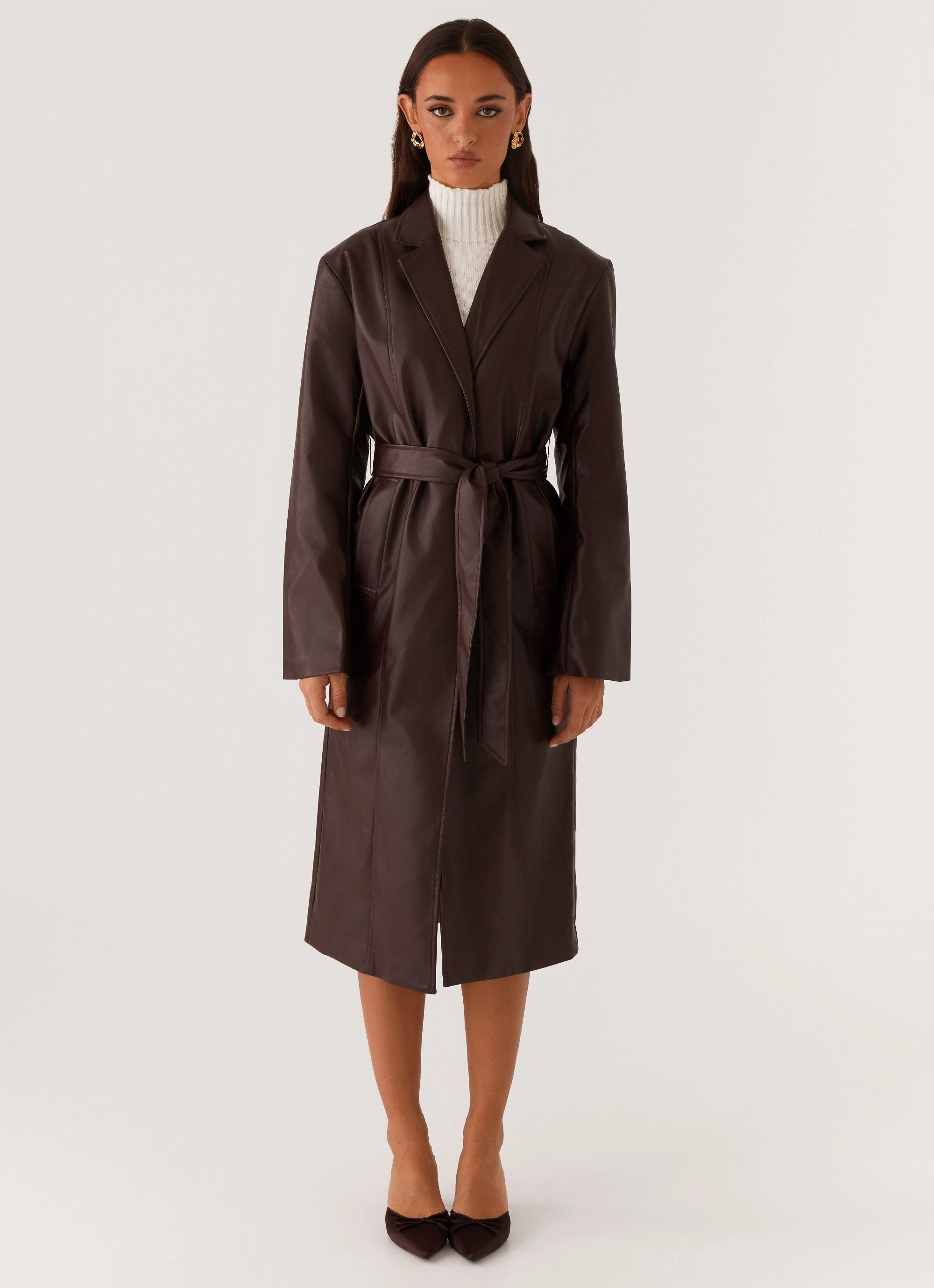 AdjustableHem Dixie Trench Coat - Chocolate