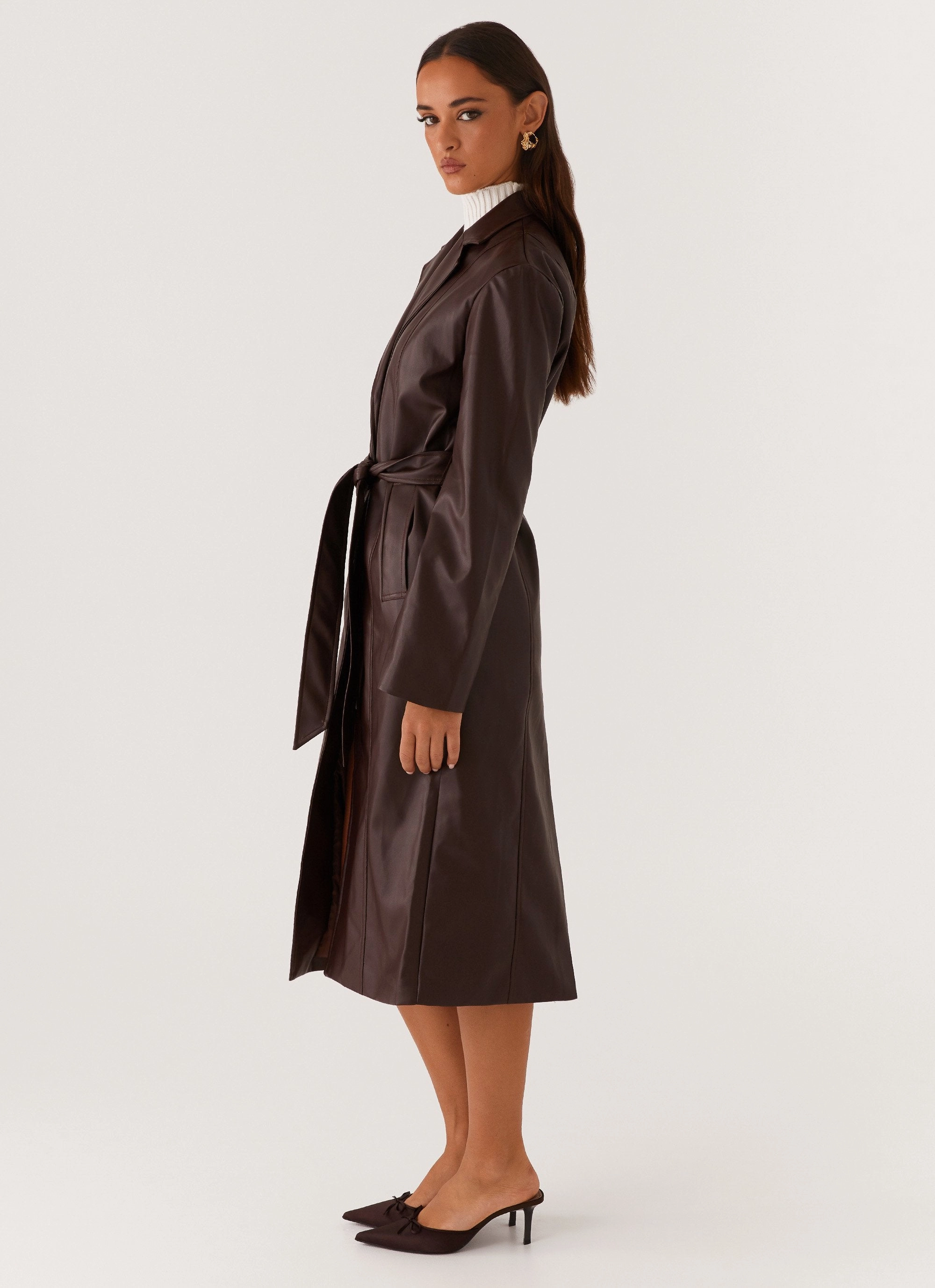 Compression Fold Design Dixie Trench Coat - Chocolate