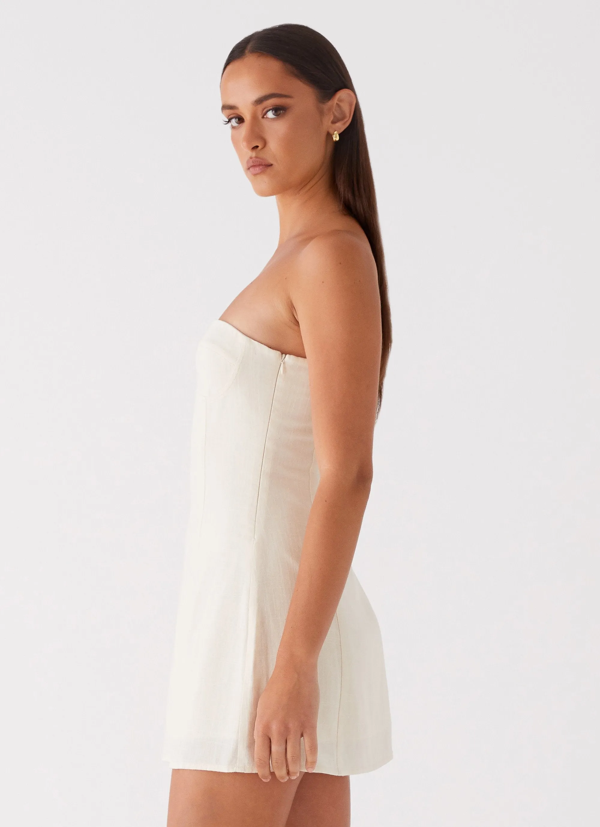 Glamorous look Do It That Way Linen Mini Dress - Ivory
