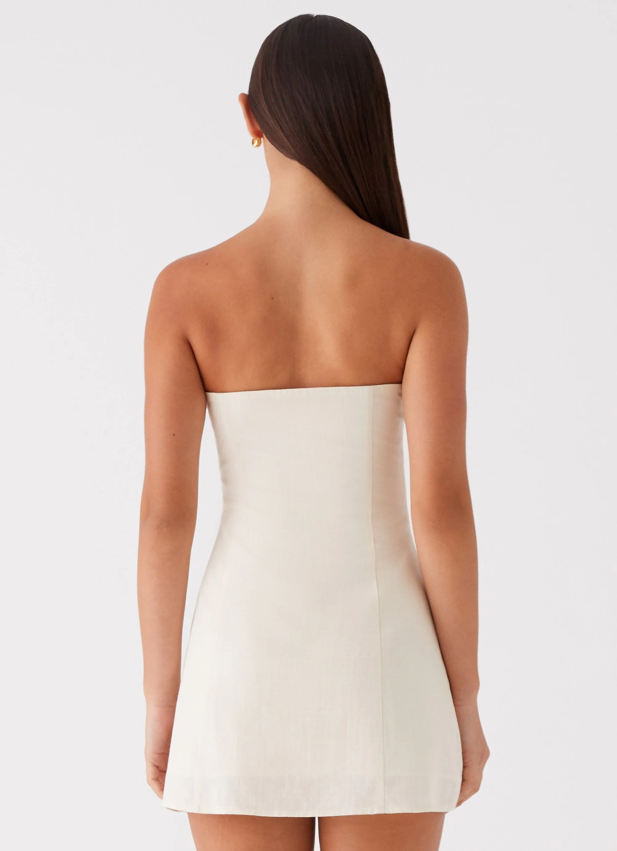 Side-Pocket Do It That Way Linen Mini Dress - Ivory